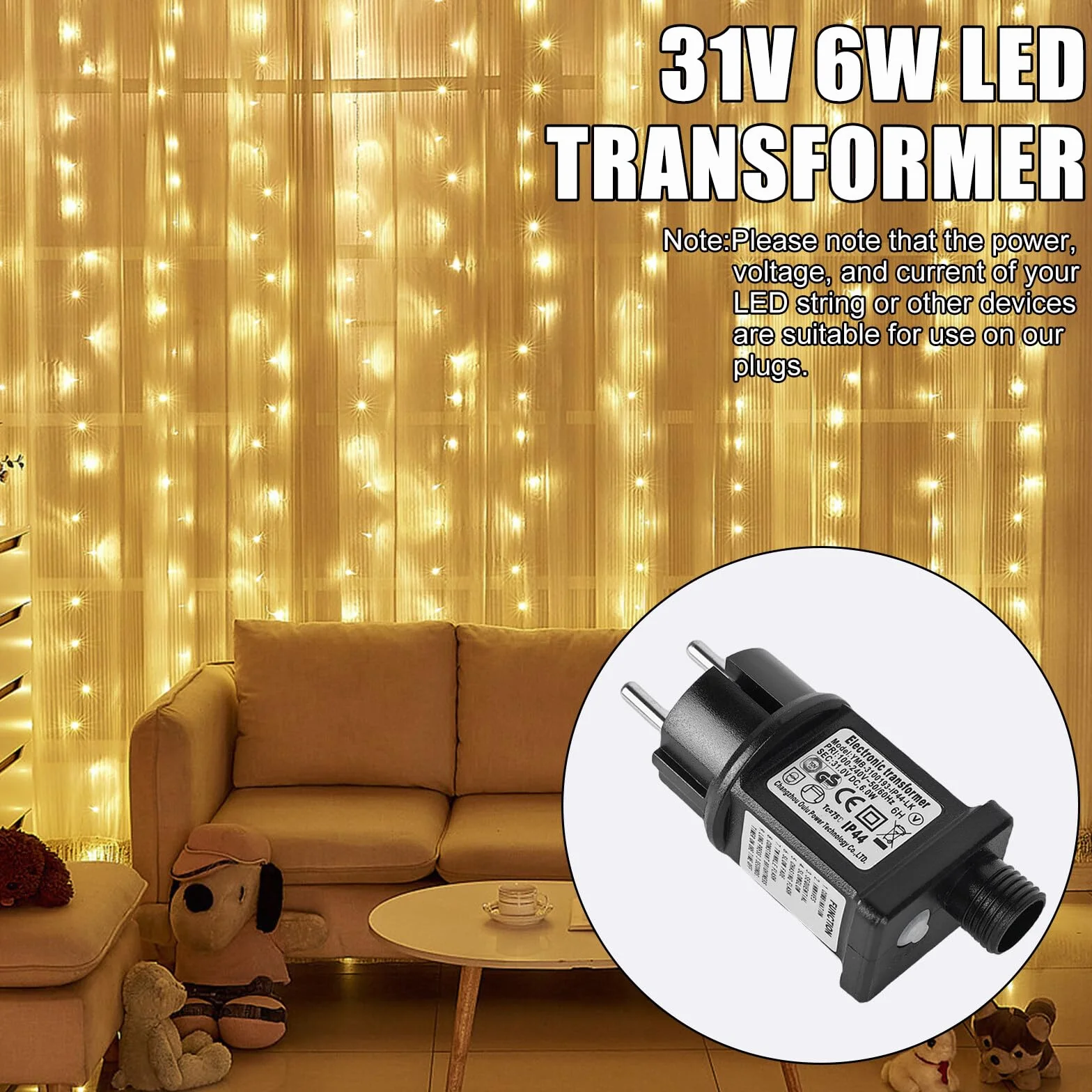 Zasilacz Sieciowy 31 V, 3 sztuki, z funkcją pamięci i timerem, 8 trybów pracy, sterownik transformatora, wtyczka IP44, 6 W, adapter zastępczy niskiego napięcia, adapter LED