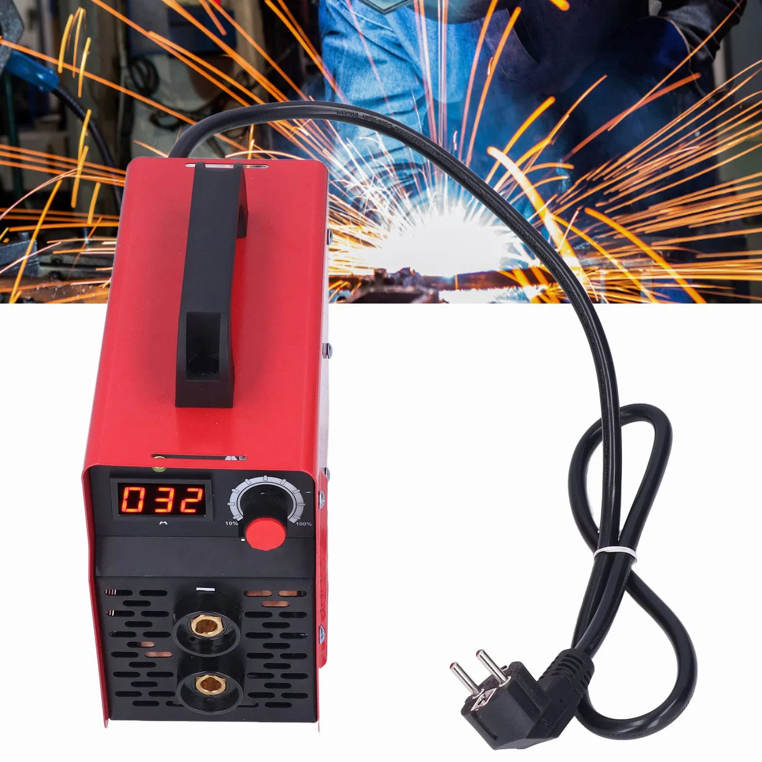 Spawarka łukowa Mini Przenośna Ręczna Spawarka Inwertorowa DC 20-200A ARC200 Wtyczka EU AC220V z Tuleją Okablowania/mosiężnym Uchwytem do Spawania Metali