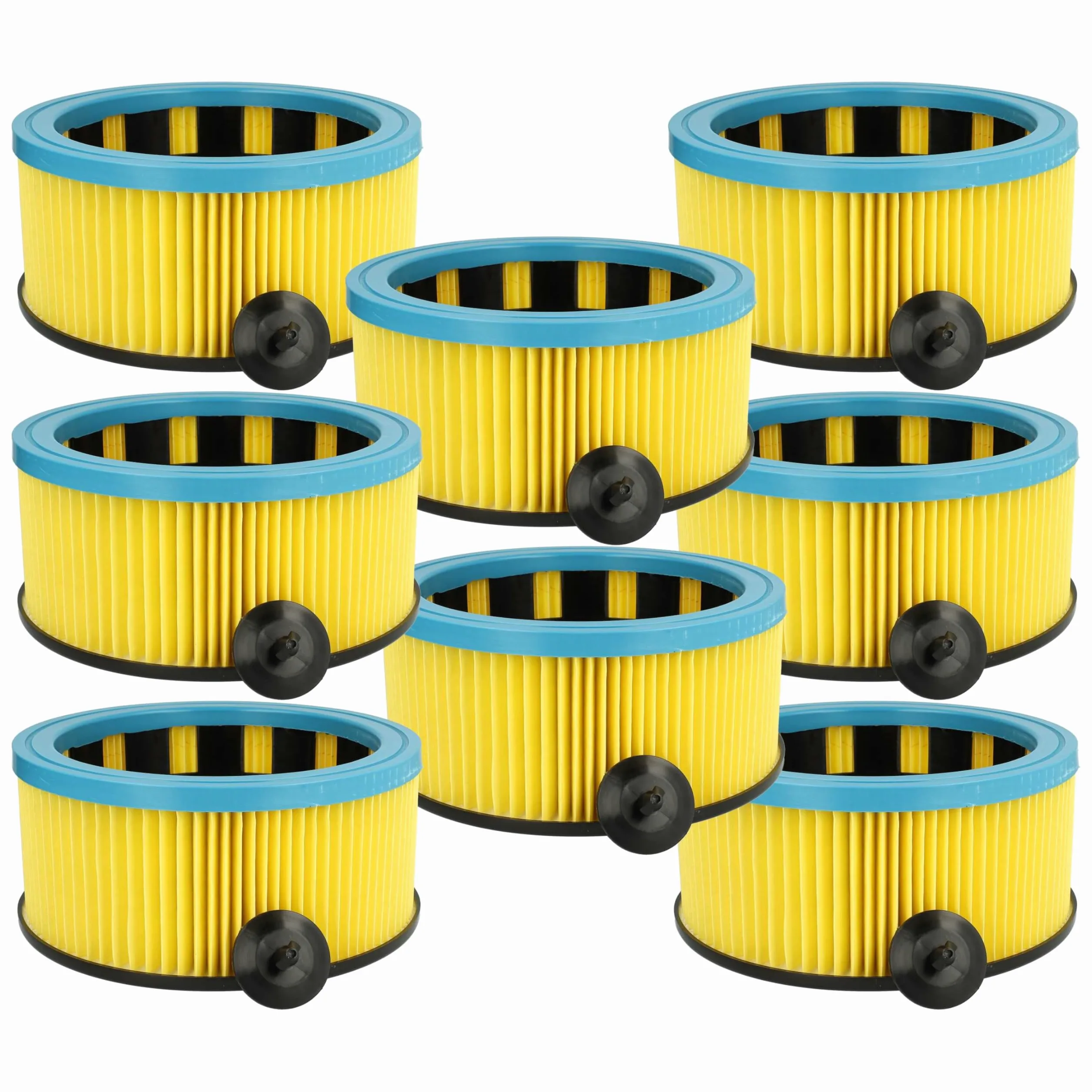 vhbw 8 x filtr harmonijkowy kompatybilny z odkurzaczem Stier SNT-32 Premium, SNT-20 Premium - filtr wkładu żółto-czarny, niebieski, zmywalny