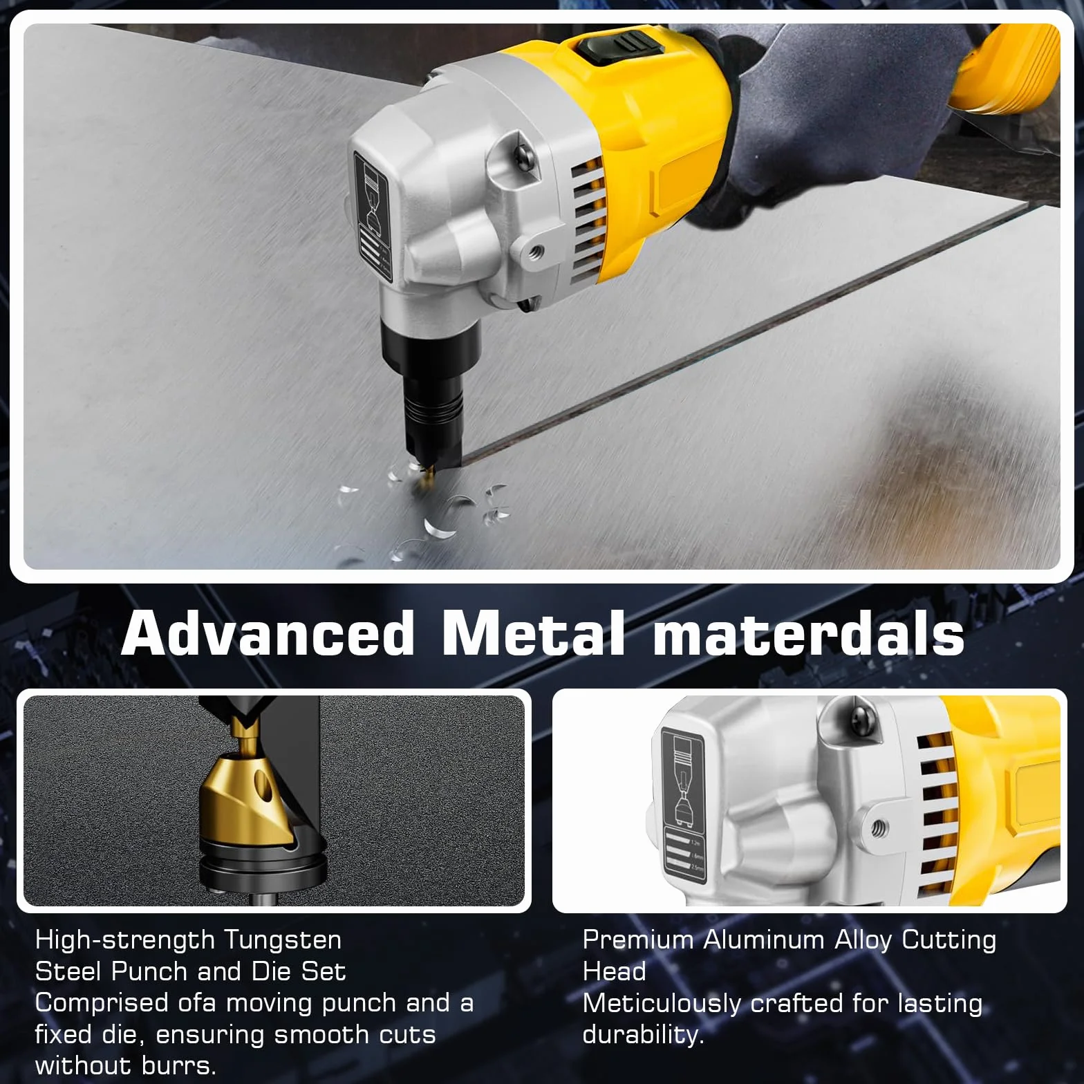 Kubber do blachy, zasilany akumulatorem, kompatybilny z akumulatorem Dewalt 18 V, skrobak akumulatorowy, nasadka do blachy, 1900 SPM, 3,5 m/min, 950 W, 3-stopniowe, bezszczotkowe nożyce do metalu