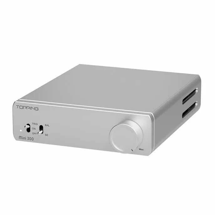 Topping Mini300 wzmacniacz stereo HiFi o dużej mocy, klasa D zrównoważony, 140 W × 2 przy 4Ω, 124 dB SNR, automatyczna synchronizacja mocy, TRS Balans i RCA, wzmacniacz biurkowy do głośników pasywnych