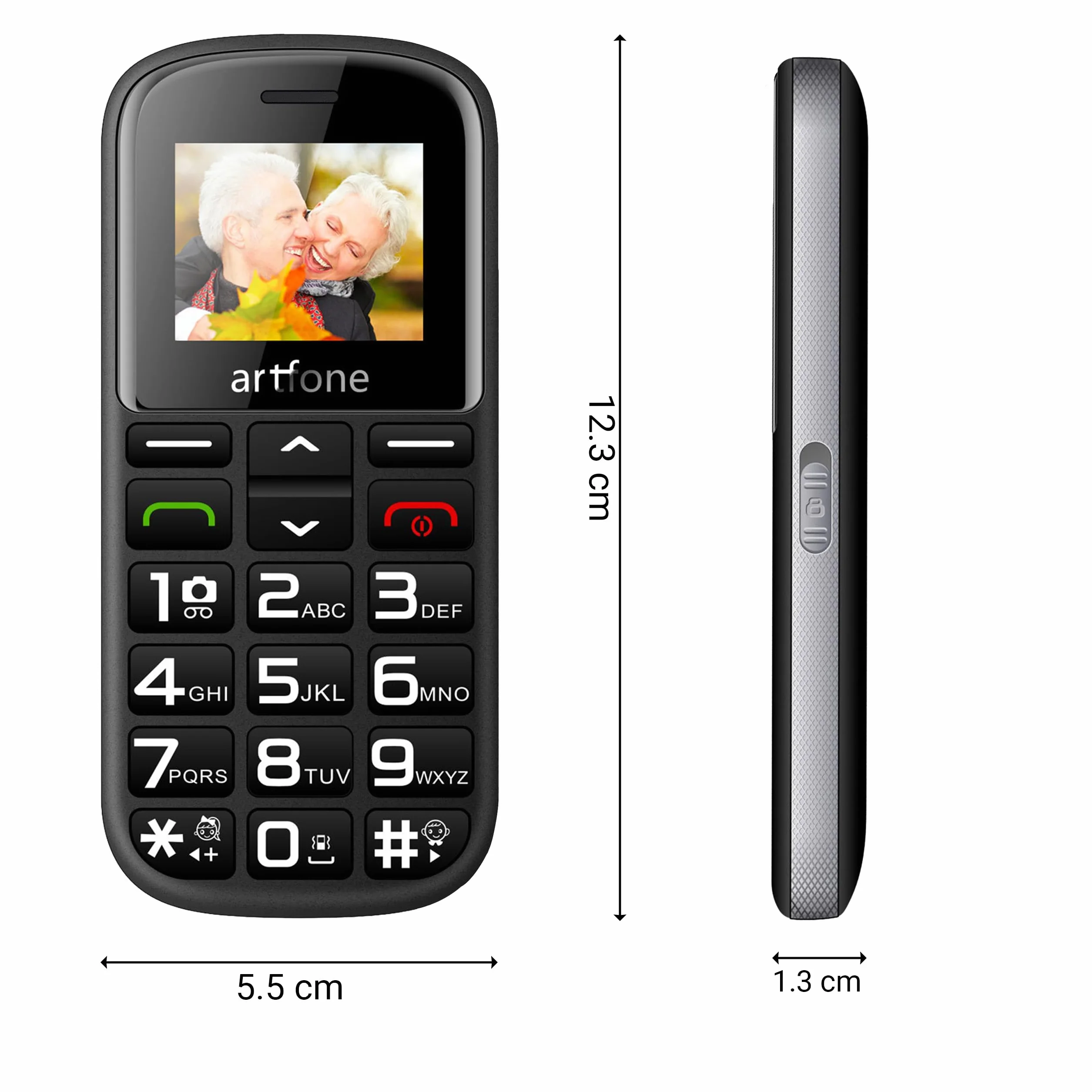 Retoo Telefon komórkowy dla seniorów z dużymi przyciskami SOS, aparat 0,08 MP, akumulator 1400 mAh