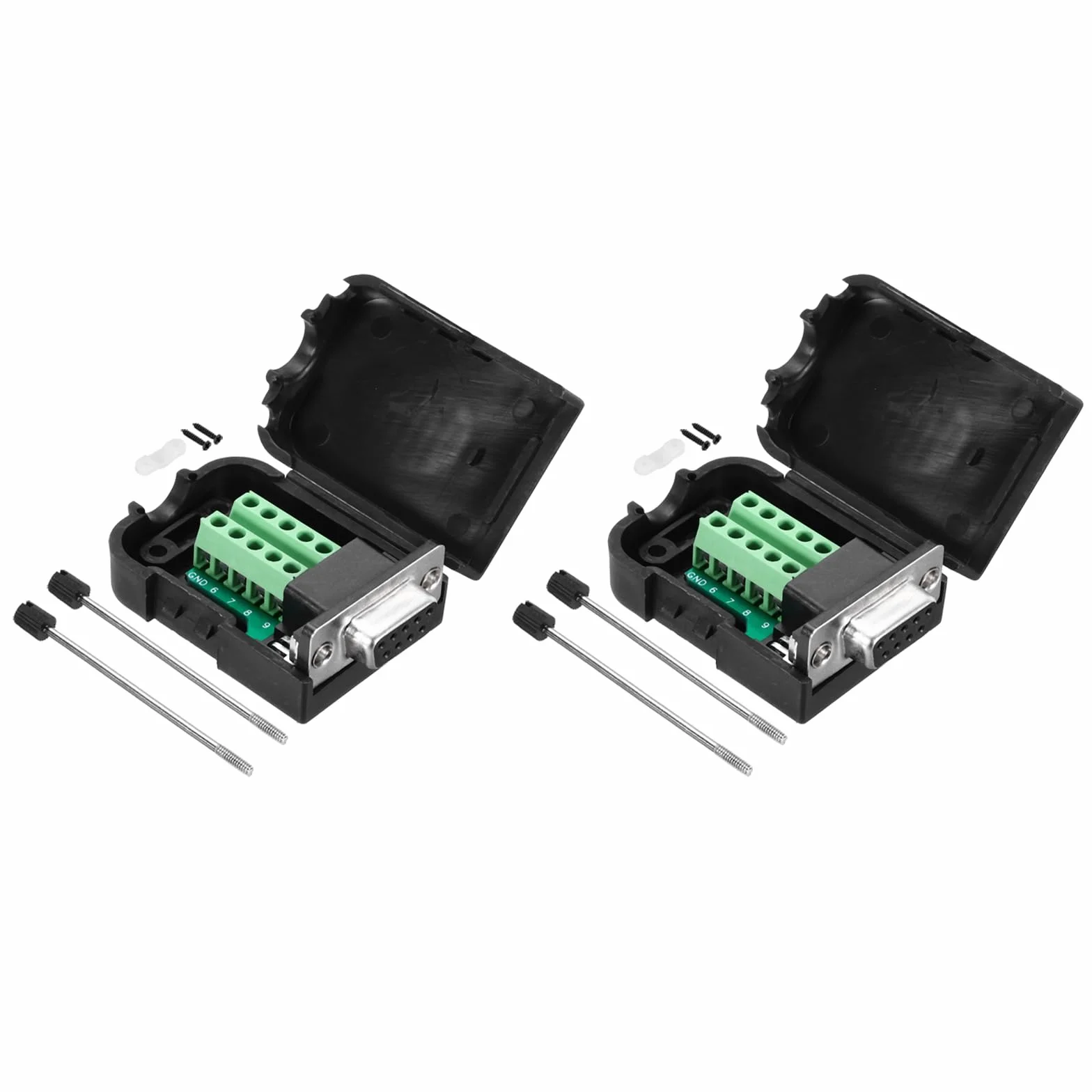 QUARKZMAN DB9 D-Sub Breakout Board 9 pinów 2 porty żeńskie bez lutowania adapter blok zacisków 2 sztuki