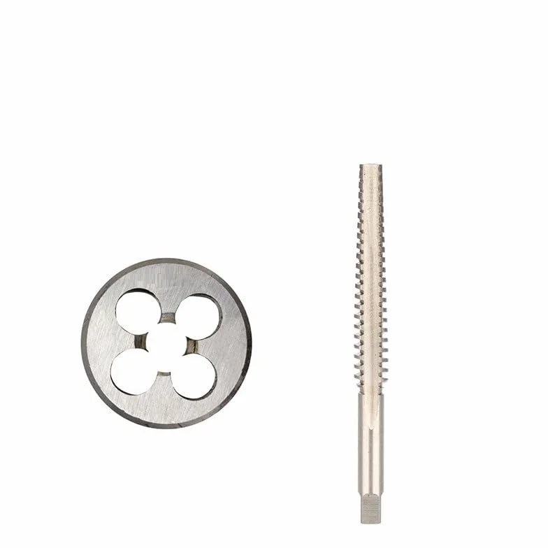 Zestaw gwintów i matryc po lewej stronie, metryczne narzędzia do gwintowania trapezowego, TR8x3 do precyzyjnego cięcia nici