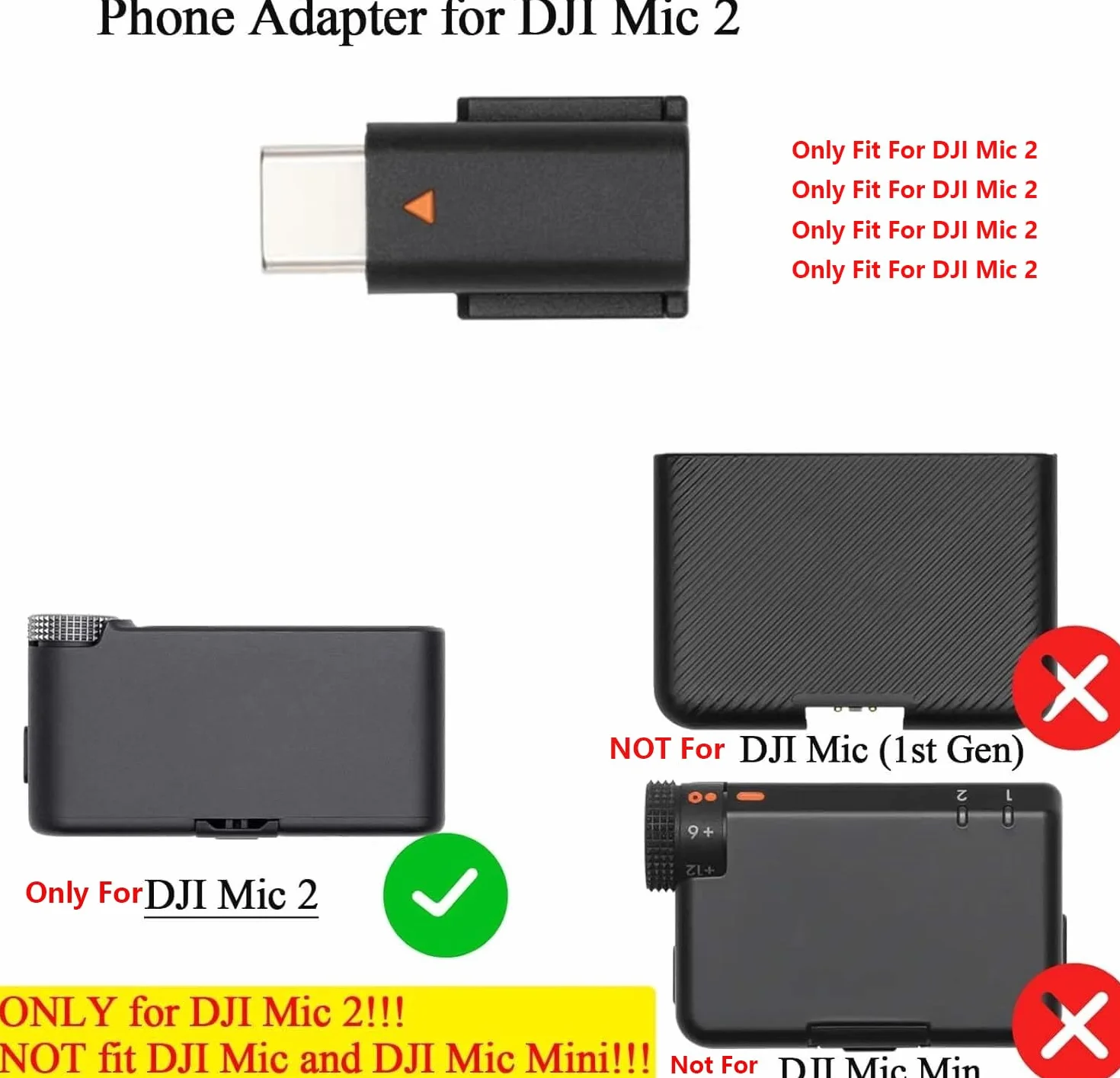 Typ C do adaptera dla DJI Mic 2, USB-C Smartphone/PC/Mac, akcesoria do iPhone 15/16 Android Type-C - kompatybilny z odbiornikiem DJI Mic 2