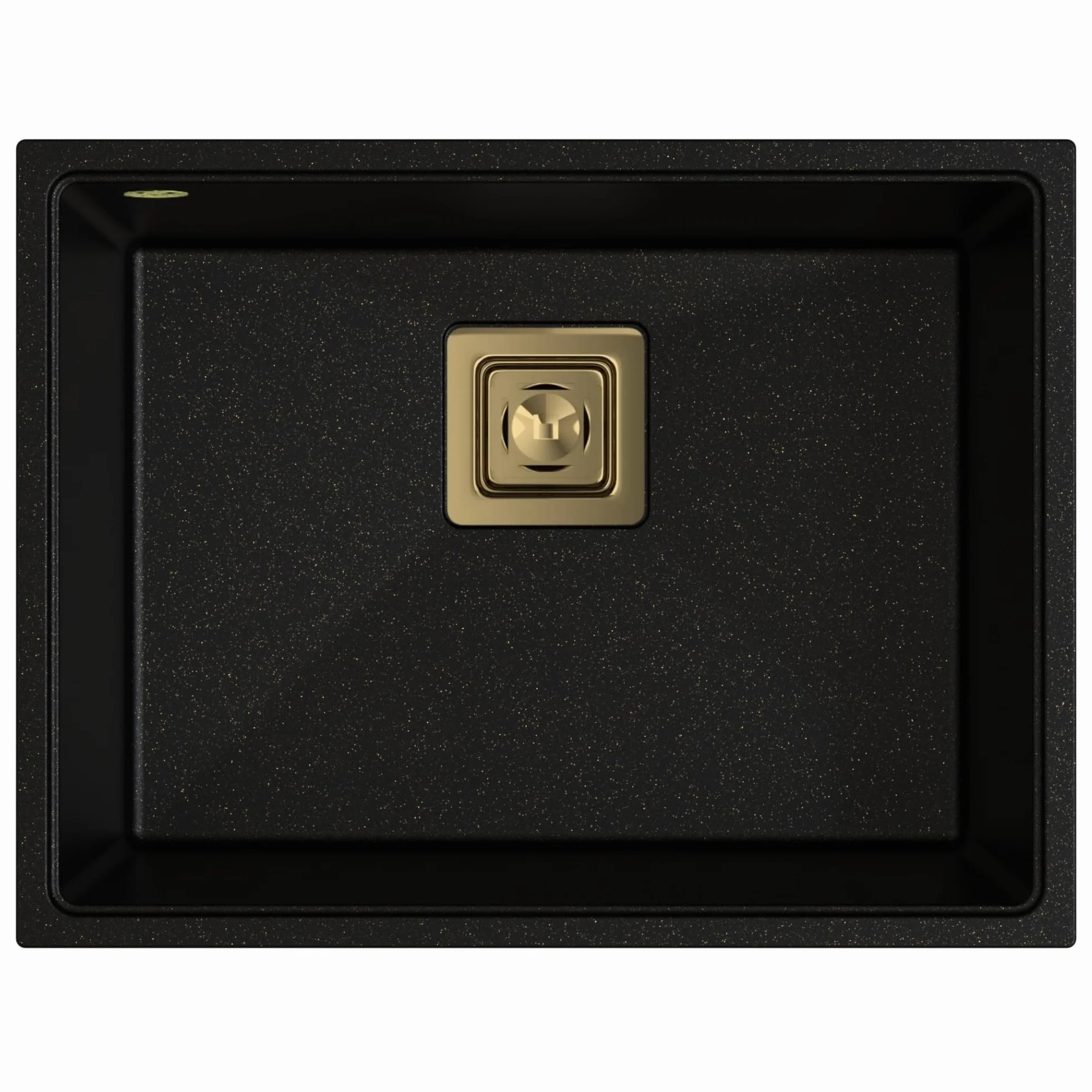 Sink Quality zlewozmywak do zabudowy czarny 55 x 42 cm – zlewozmywak do zabudowy w jednej płaszczyźnie wraz z syfonem złotym i środkiem impregnującym – granitowy zlewozmywak do szafki pod umywalkę 60