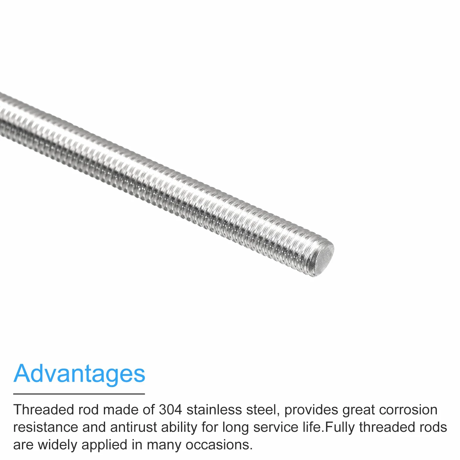 QUARKZMAN Pręt gwintowany integralny M5 x 200 mm skok gwintu 0,8 mm ze stali nierdzewnej 304 prawy gwintowany pręt 2 sztuki