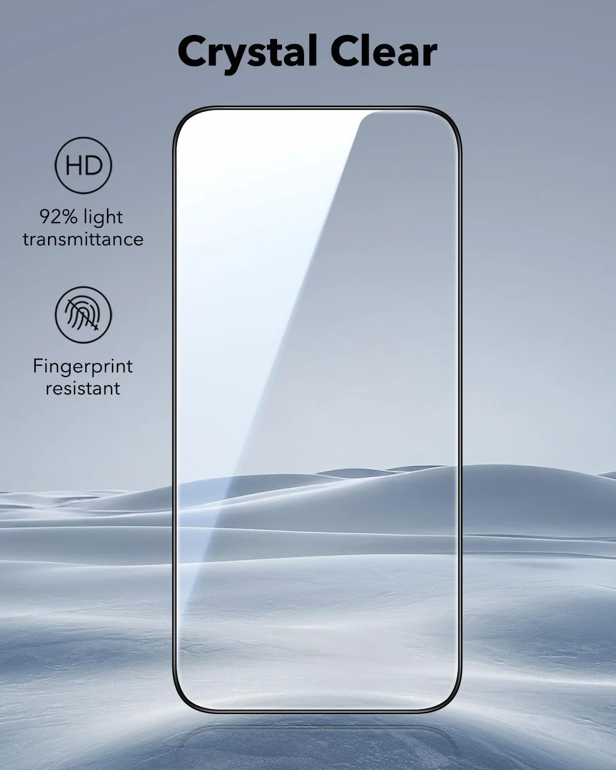 ESR Folia ze szkła hartowanego do iPhone 16/15, ochrona wojskowa, twardość 9H, pełne pokrycie, 3 sztuki