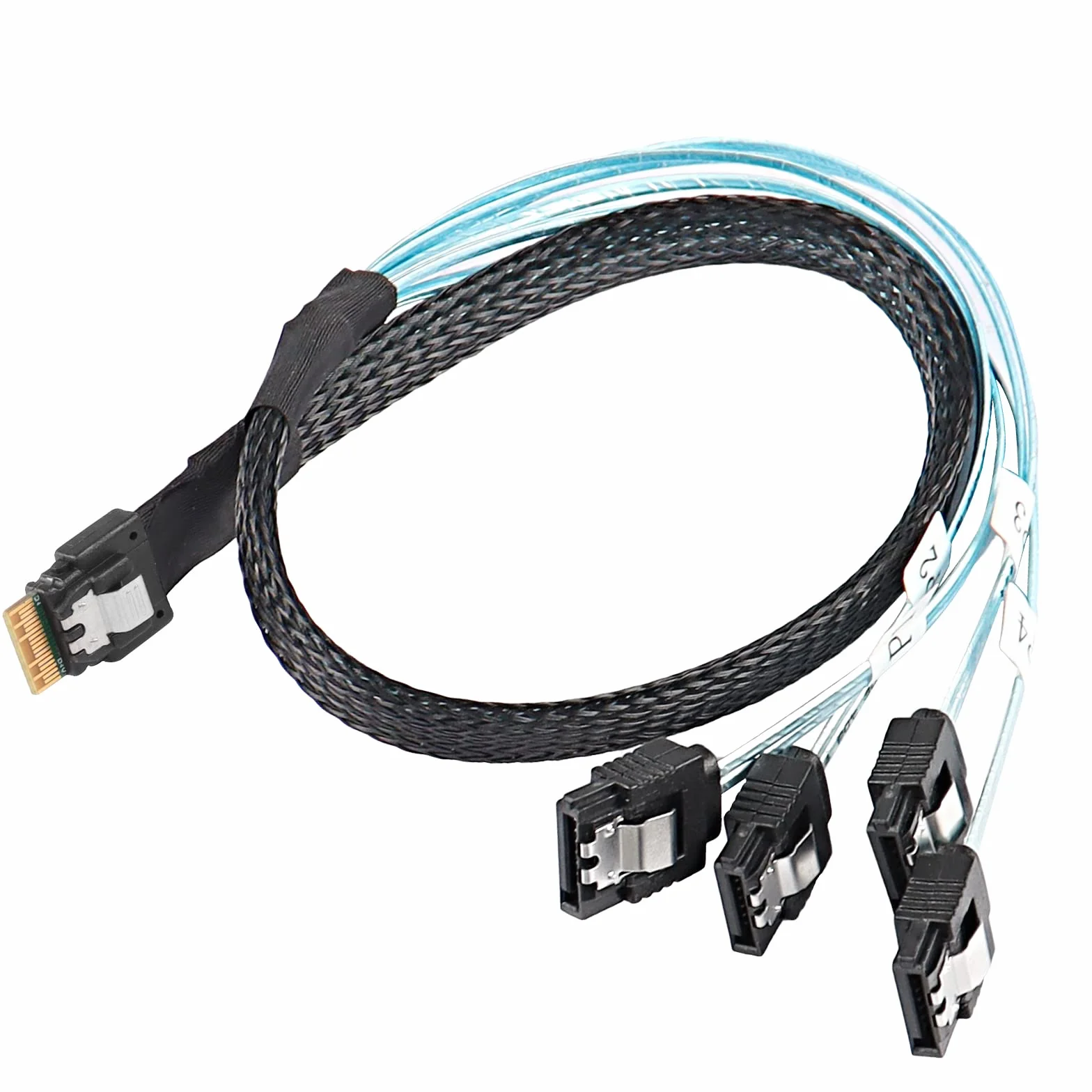 Slimline SAS 4.0 SFF-8654 4i 38 Pin Host do SATA 7 Pin X4 kabel transmisji danych serwer 0,5M