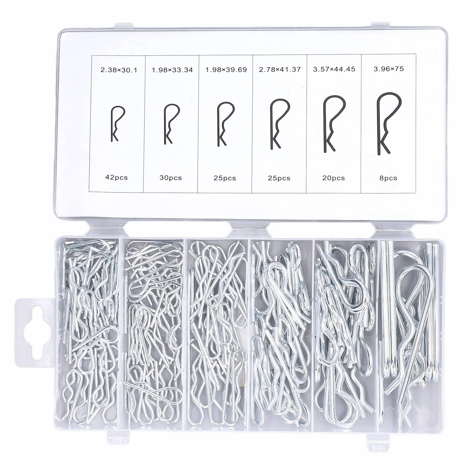 150pcs Cotter Pins, Stalowa Stalowa Przyczepka Pins Pins Pins z Pudełkiem do Przechowywania dla Systemu Blokady Podłączania