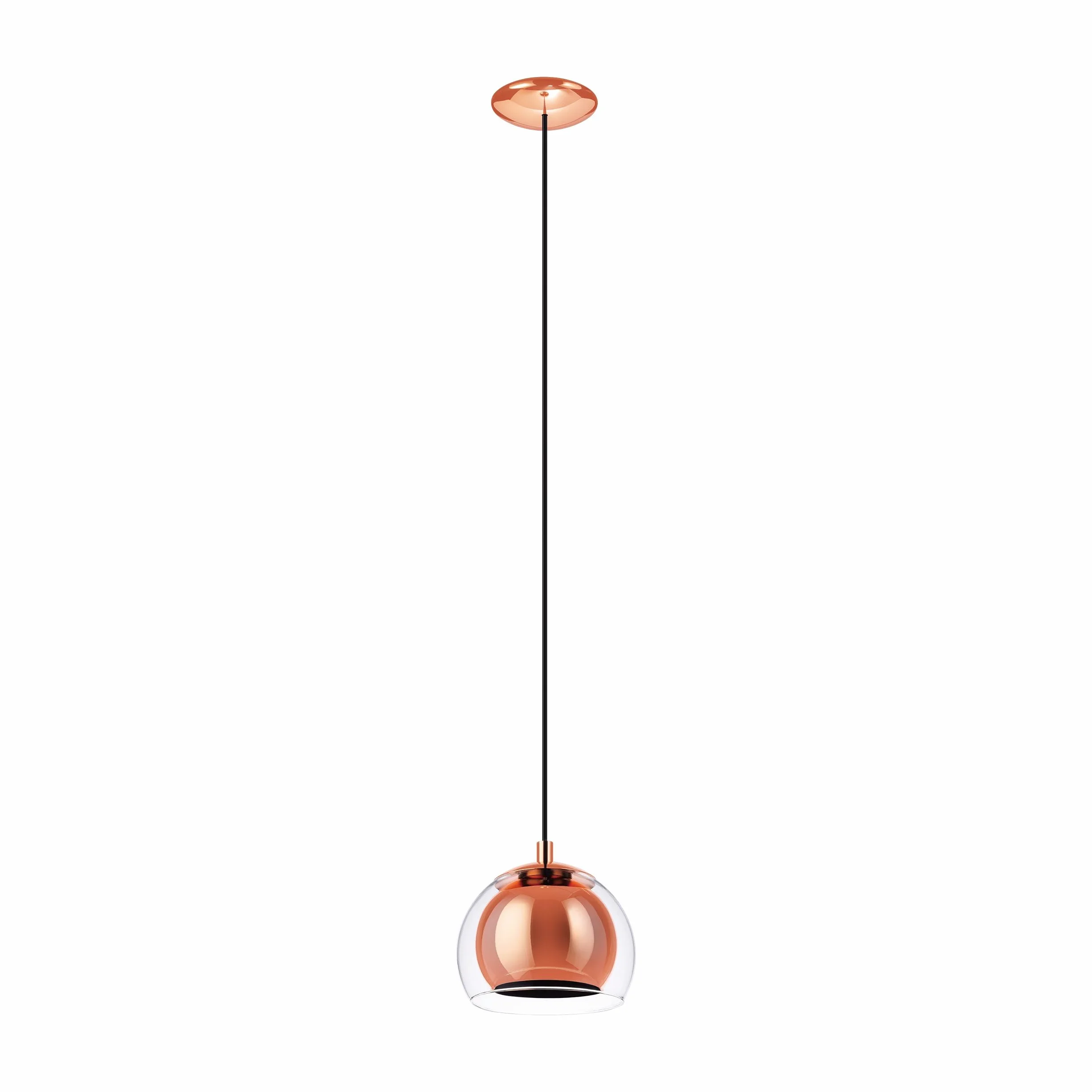 EGLO lampa wisząca Rocamar, 1-płomienna lampa sufitowa | metalowa lampa wisząca w kolorze miedzi z przezroczystym szkłem, lampa do jadalni, lampa do salonu z oprawką E27