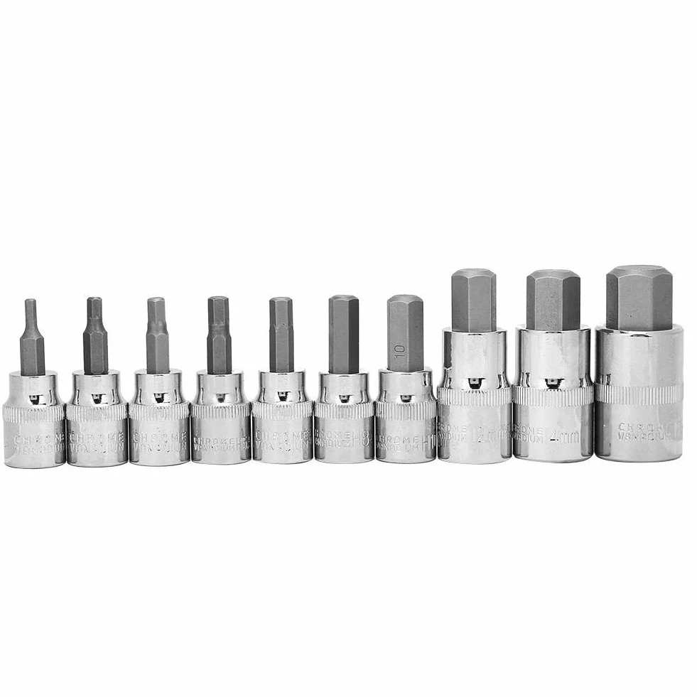 10 szt. Gniazdo sześciokątne, adapter gniazda 3/8" 1/2" 3-17 mm Zestaw wierteł i kluczy nasadowych dla przemysłu budowlanego, przemysłu produkcyjnego, napraw domowych, narzędzi dla przemysłu naprawy