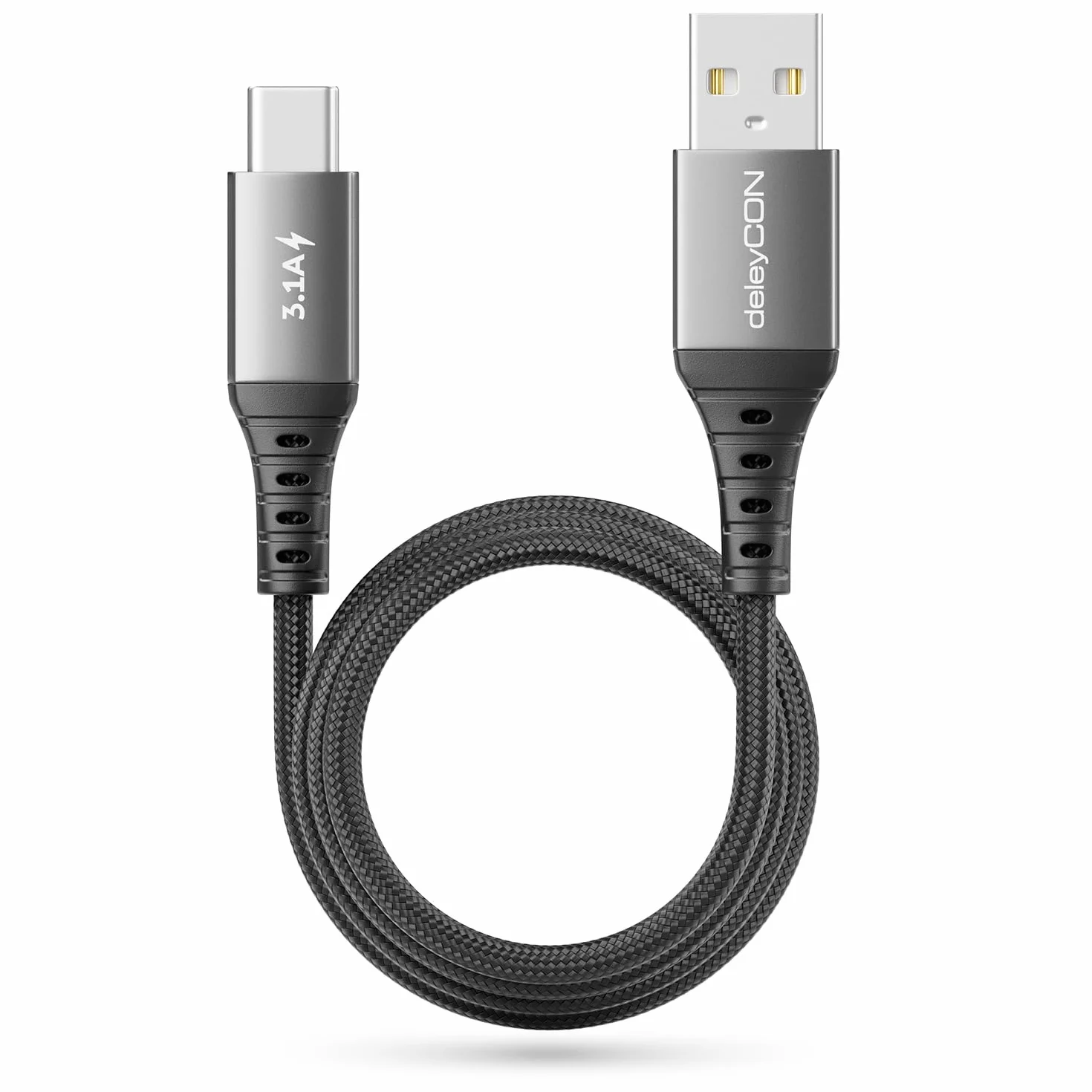 deleyCON Kabel USB-C 3,1A 1m USB-A do USB-C Ładowanie i Dane
