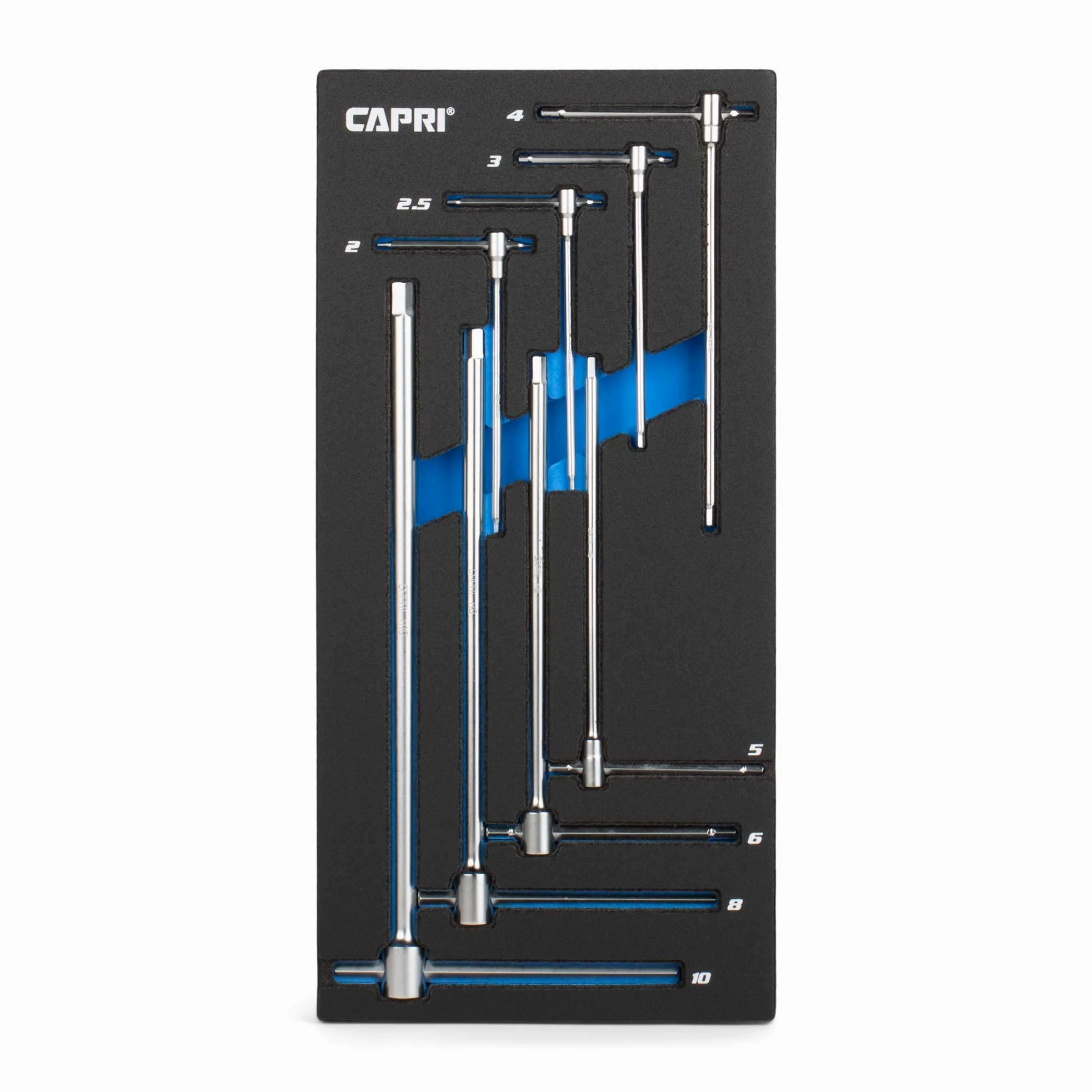 Capri Tools Zestaw kluczy sześciokątnych z uchwytem T z tacą mechanika, 8-częściowy (CP13080MT)