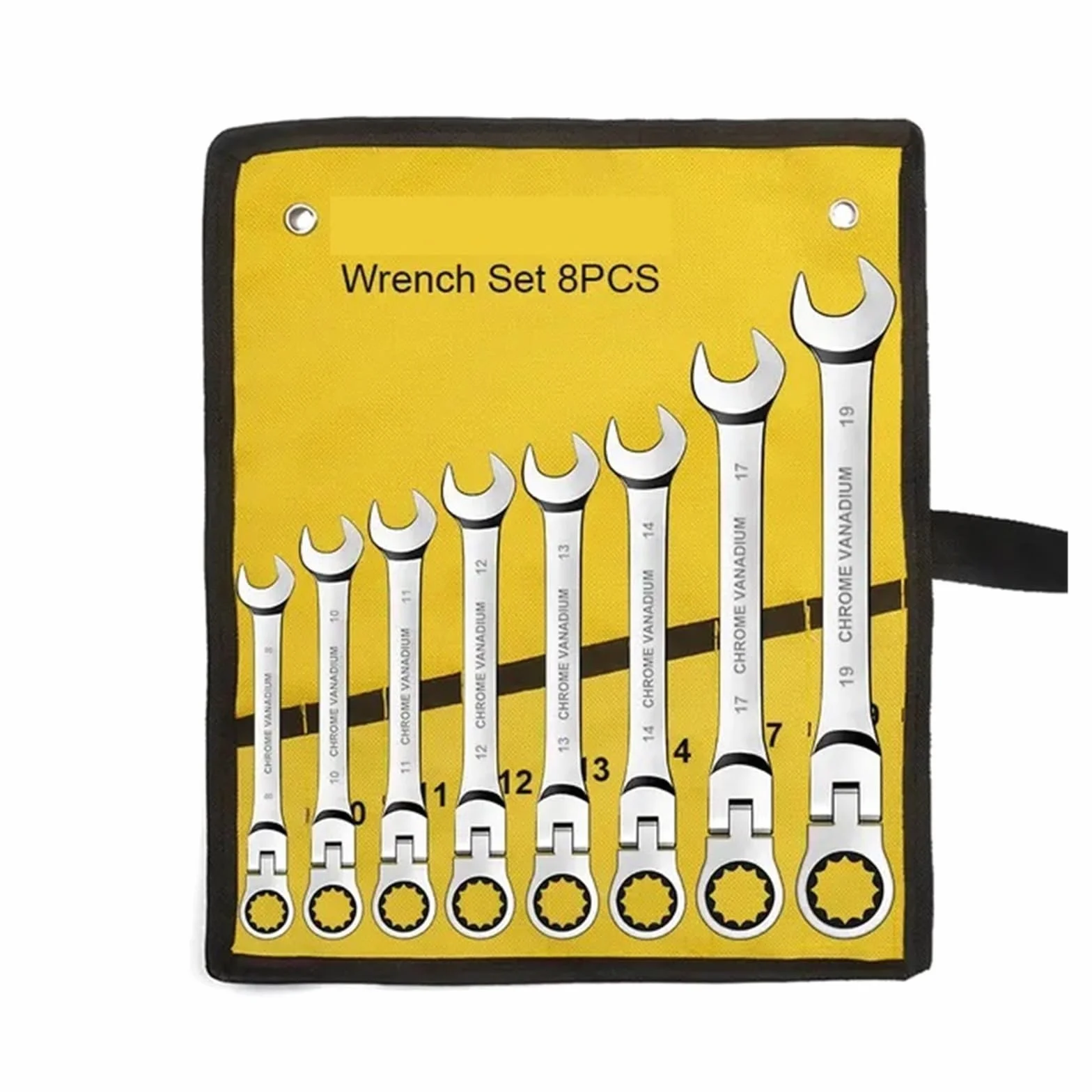 Zestaw Kluczy Płasko-oczkowych Z Grzechotką 6-23 Mm, Metryczny, Główka Elastyczna, Klucz Grzechotkowy, Stal Chromowo-wanadowa Wydajne I Praktyczne(8pcs)