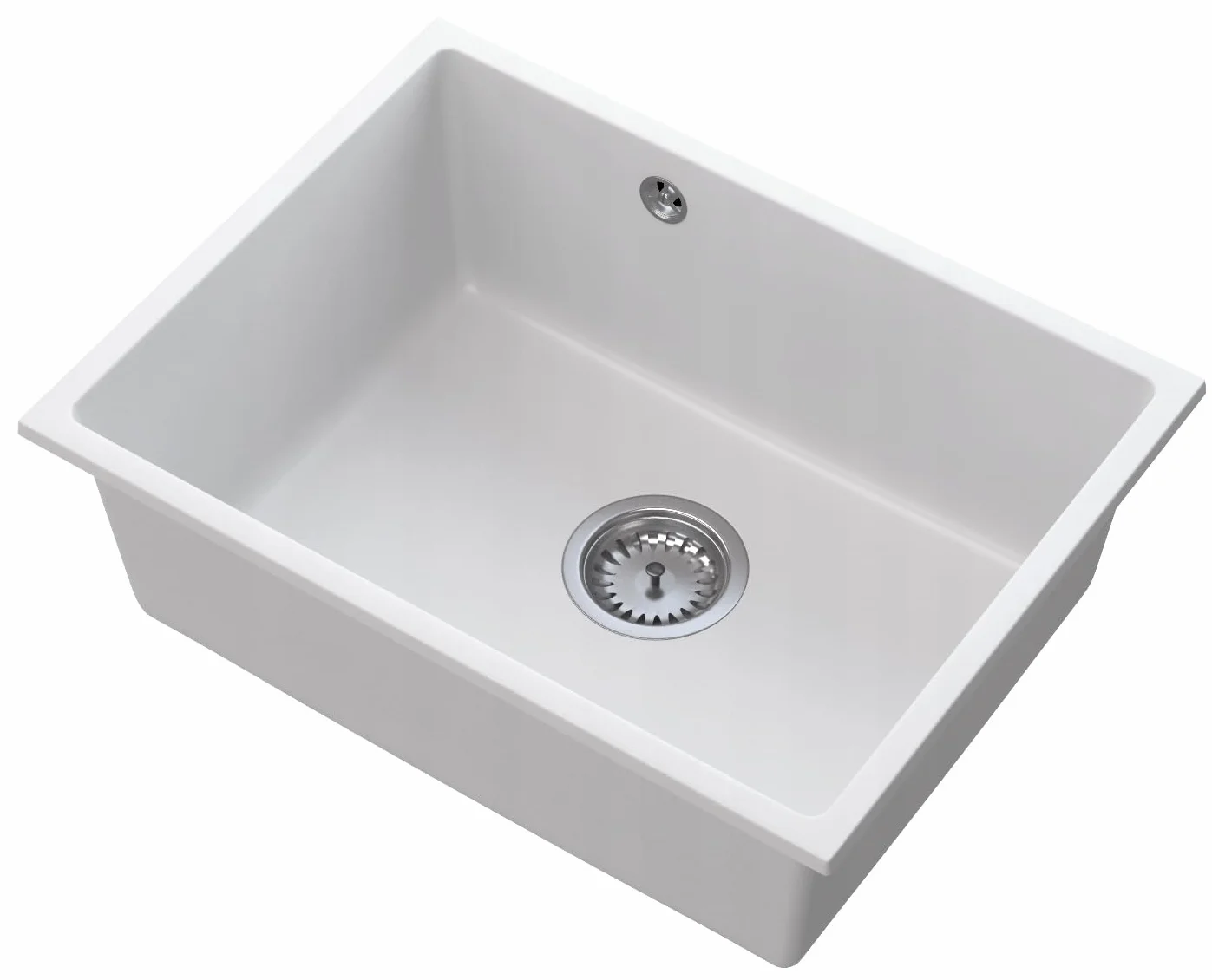 Granitan - Umywalka pod umywalkę BIAŁY MANADO - 1 umywalka - 80% granit - biały - 53,5 x 40 cm - Syfon Chrom - Zintegrowana zmywarka lub pralka - higieniczna - Made in Poland