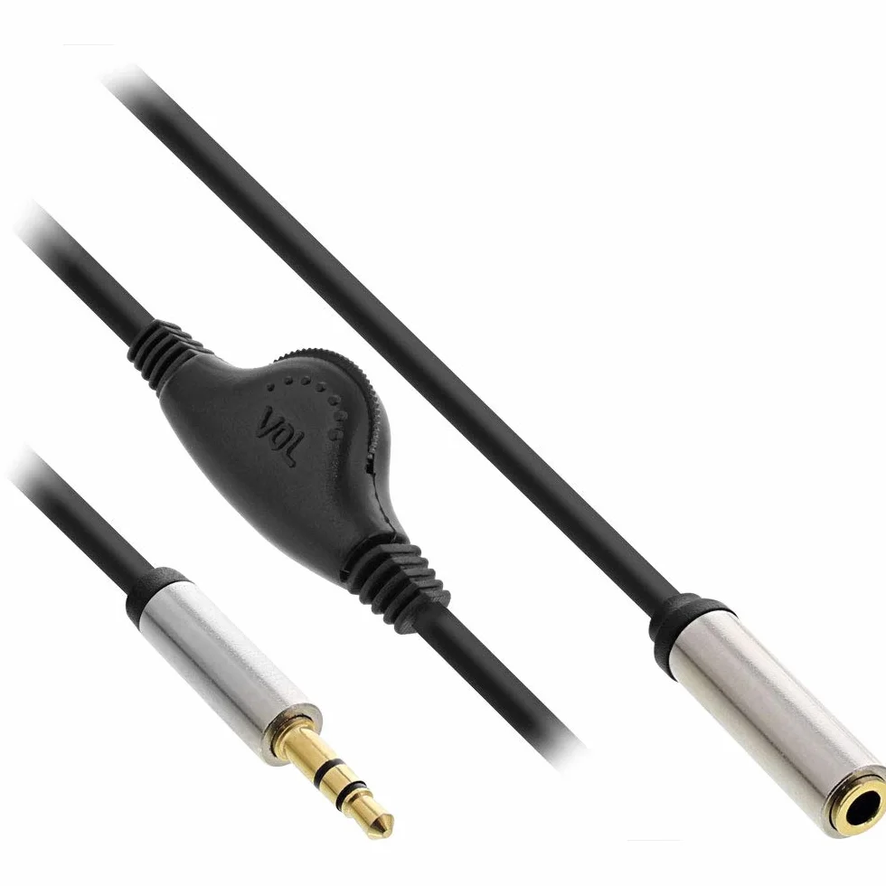 InLine 99253B Slim kabel audio jack 3,5 mm ST/BU, z regulatorem głośności, 0,25 m