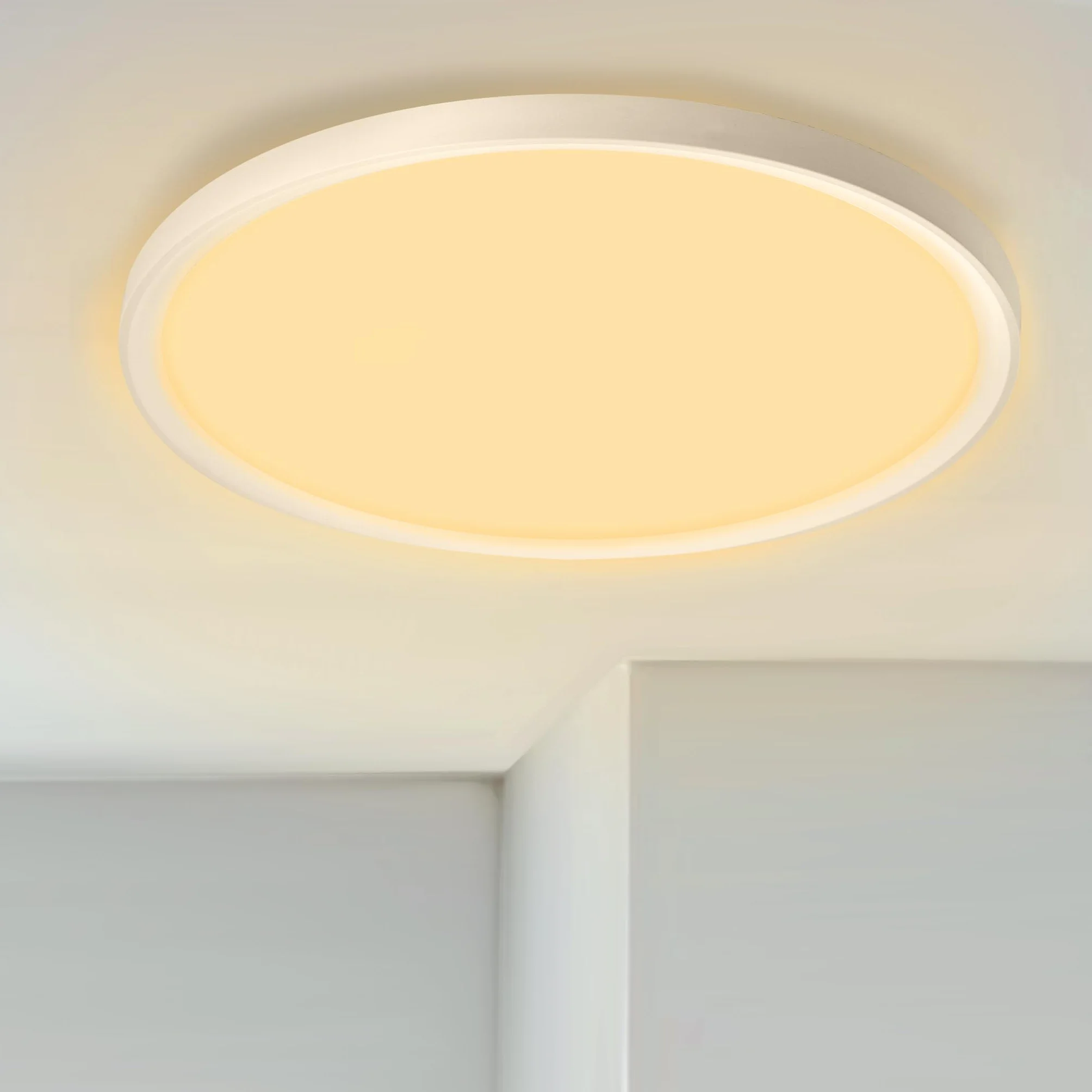 AufuN Lampa sufitowa LED, płaska, okrągła, ciepła biel, 72 W, 3000-4000 K, IP44, wodoodporna, nowoczesna lampa łazienkowa, lampa kuchenna do kuchni, łazienki, sypialni, korytarza, piwnicy, Ø 45 cm