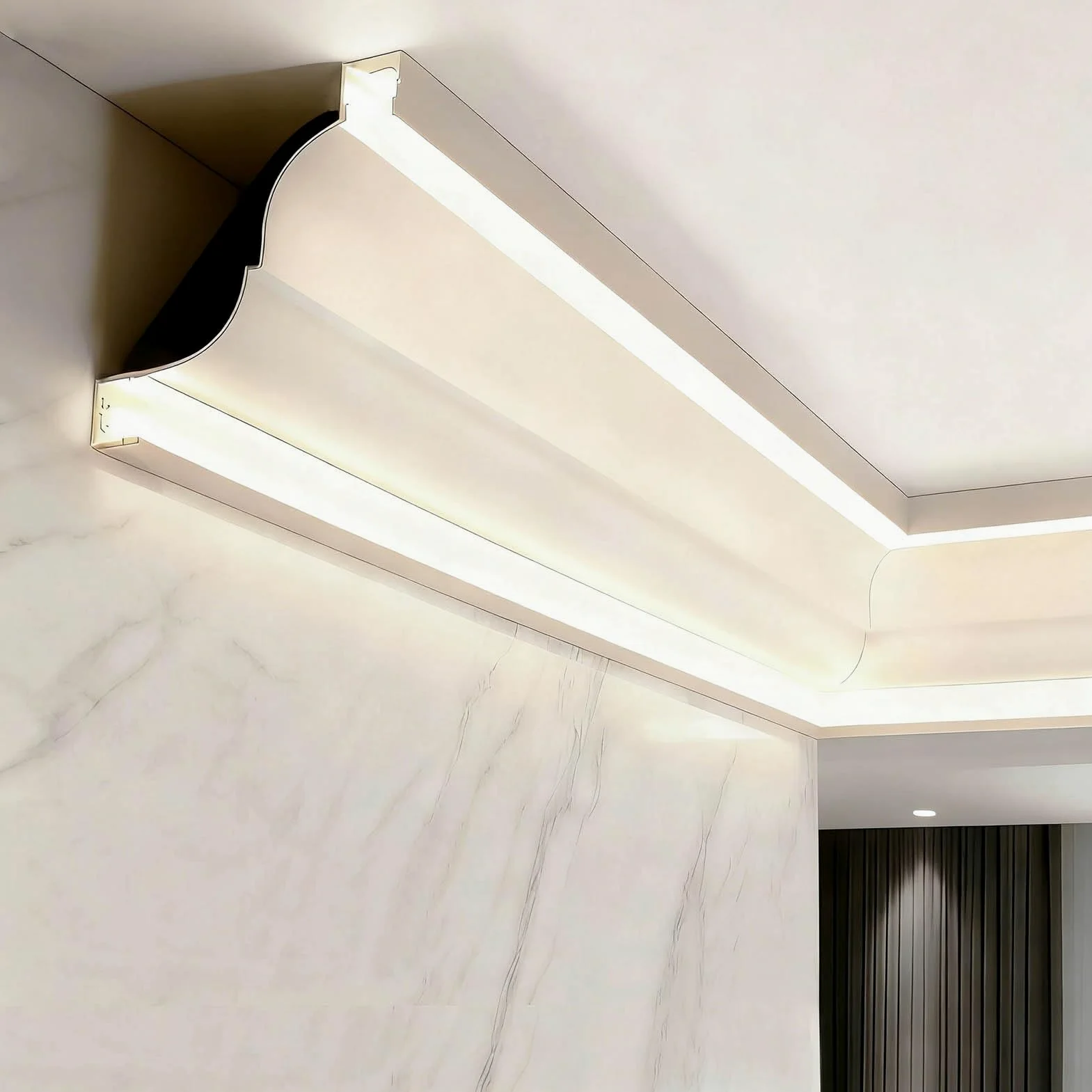 Led Profile Aluminiowa Listwa Sufitowa LED z Kanałem Świetlnym, Profil LED na Dwie Taśmy z Mleczną Osłoną, Dekoracyjna Wnęka Liniowa do Oświetlenia Pośredniego(2.8 m(9ft))