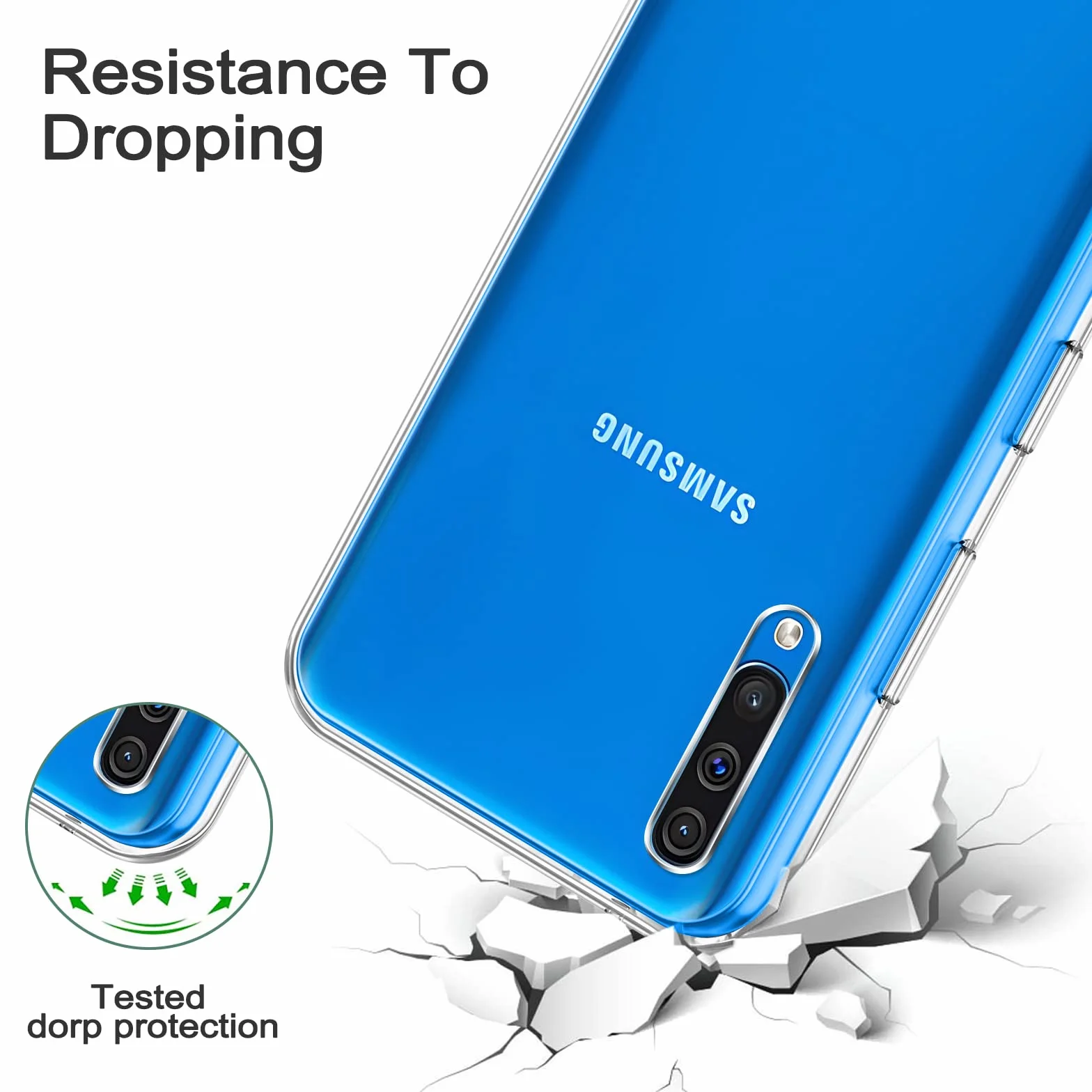 Phoona Etui Samsung Galaxy A50 Szkło Hartowane TPU Odporne na Wstrząsy