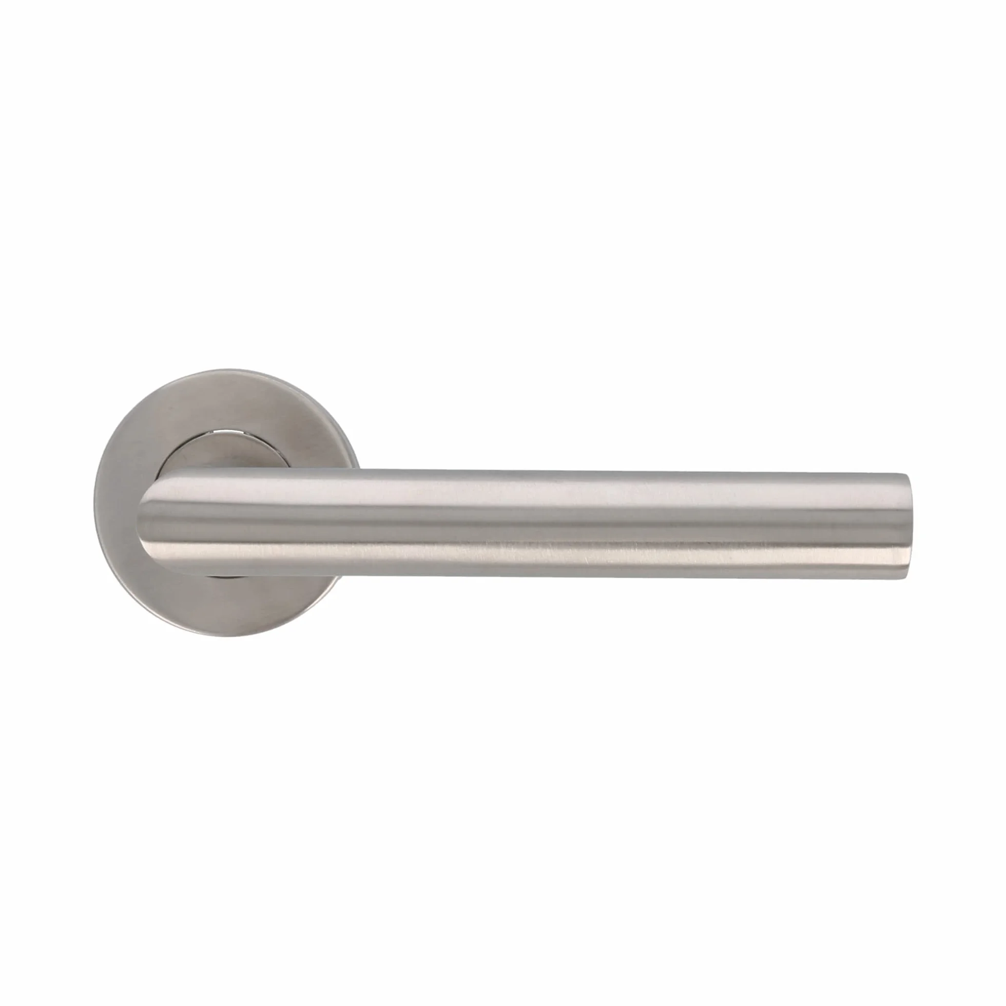 AMIG - Zestaw klamek do drzwi z rozetą | 136 x Ø19 mm | Elegancki i prosty design | Idealny do domu lub biura | Stal nierdzewna | Matowe srebro | Zawiera klucz cylindrów