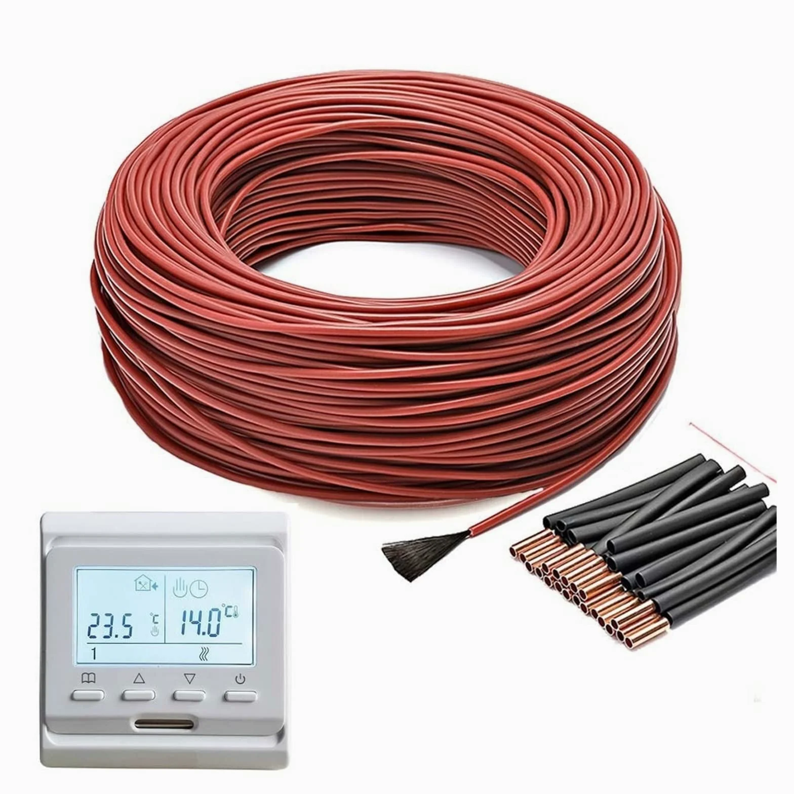 Kabel grzewczy 50m12K 33ohm System ogrzewania podłogowego Cewka grzewcza Kabel grzewczy z termostatem czujnika temperatury Wifi perfection (Color : 50m and M6 706)
