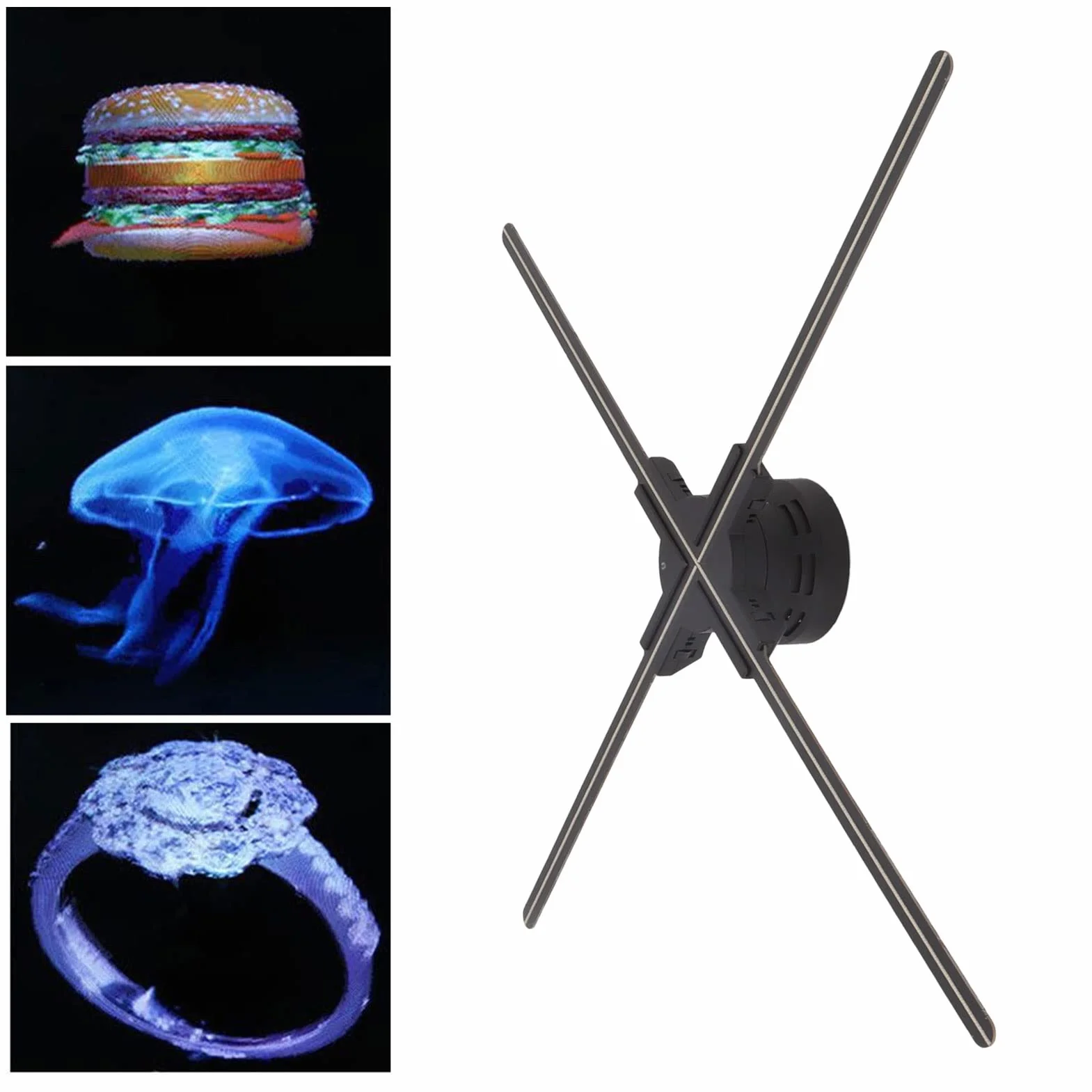 Hologram 3D WiFi 1600 x 832 832 diody LED wentylator stereo wyświetlacz z audio 70 cm dekoracja