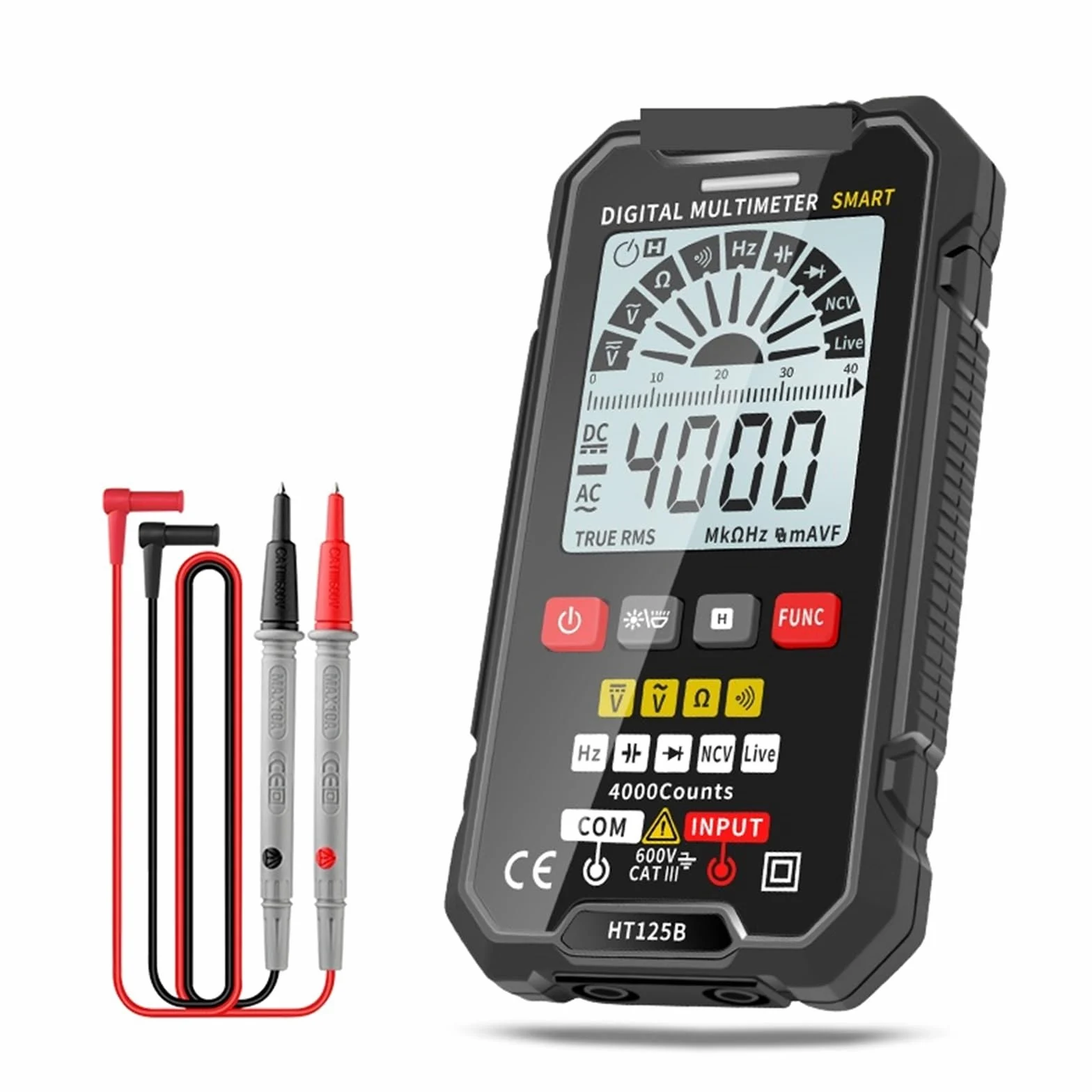 Inteligentny multimetr cyfrowy, tester napięcia DC/AC, pojemność Ohm, Hz, NCV, profesjonalny multimetr (HT126A)