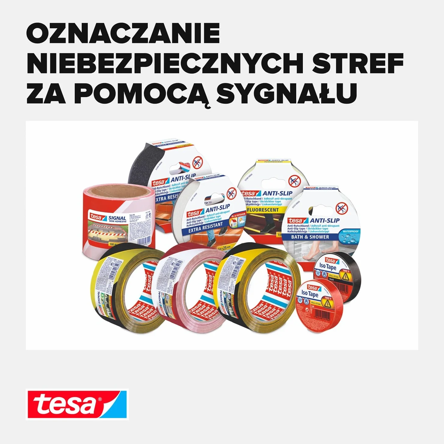 tesa Signal samoprzylepna taśma ostrzegawcza do oznaczania stref niebezpiecznych – wykonana z wytrzymałego PCW – 66 m x 50 mm – czarna/żółta