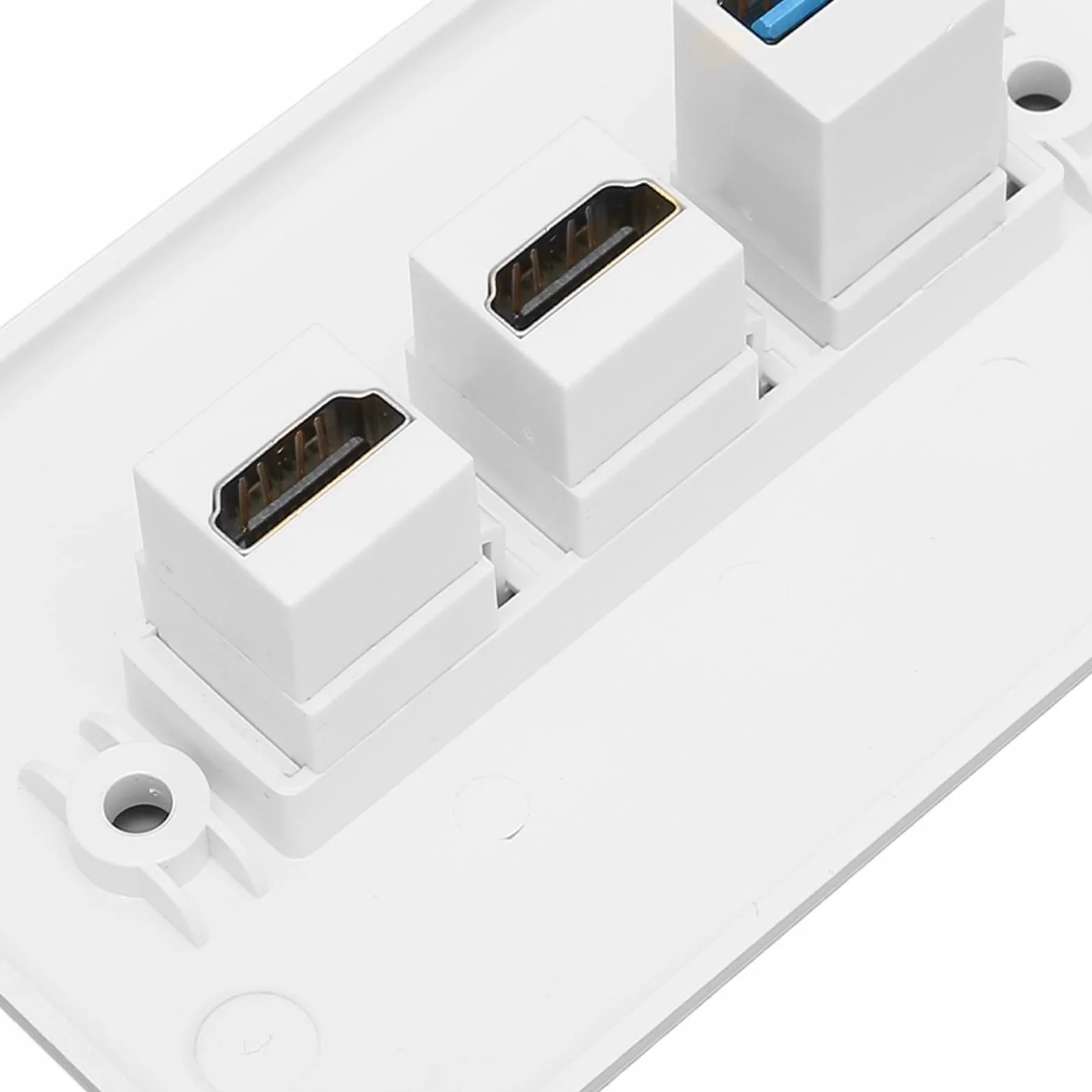 3-portowe Gniazdko ścienne HDMI z USB 3.0, Płyta ścienna Ethernet Bez Lutowania do Naściennych Telewizorów HD, Strumieniowe Odtwarzacze Wideo, Projektory, do Domowego Biura