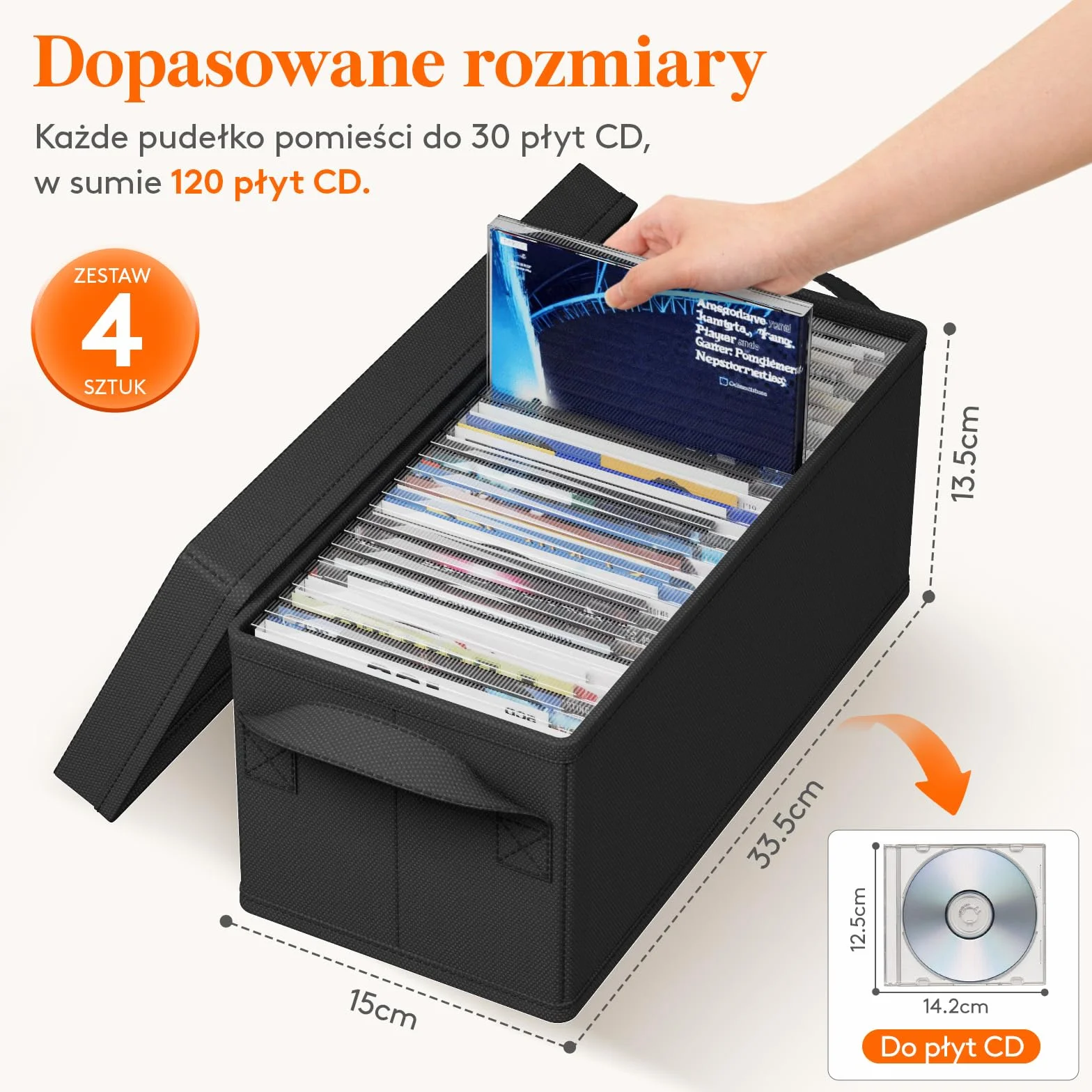 Lifewit Pudełko do przechowywania płyt 4 sztuki 120 płyt czarny