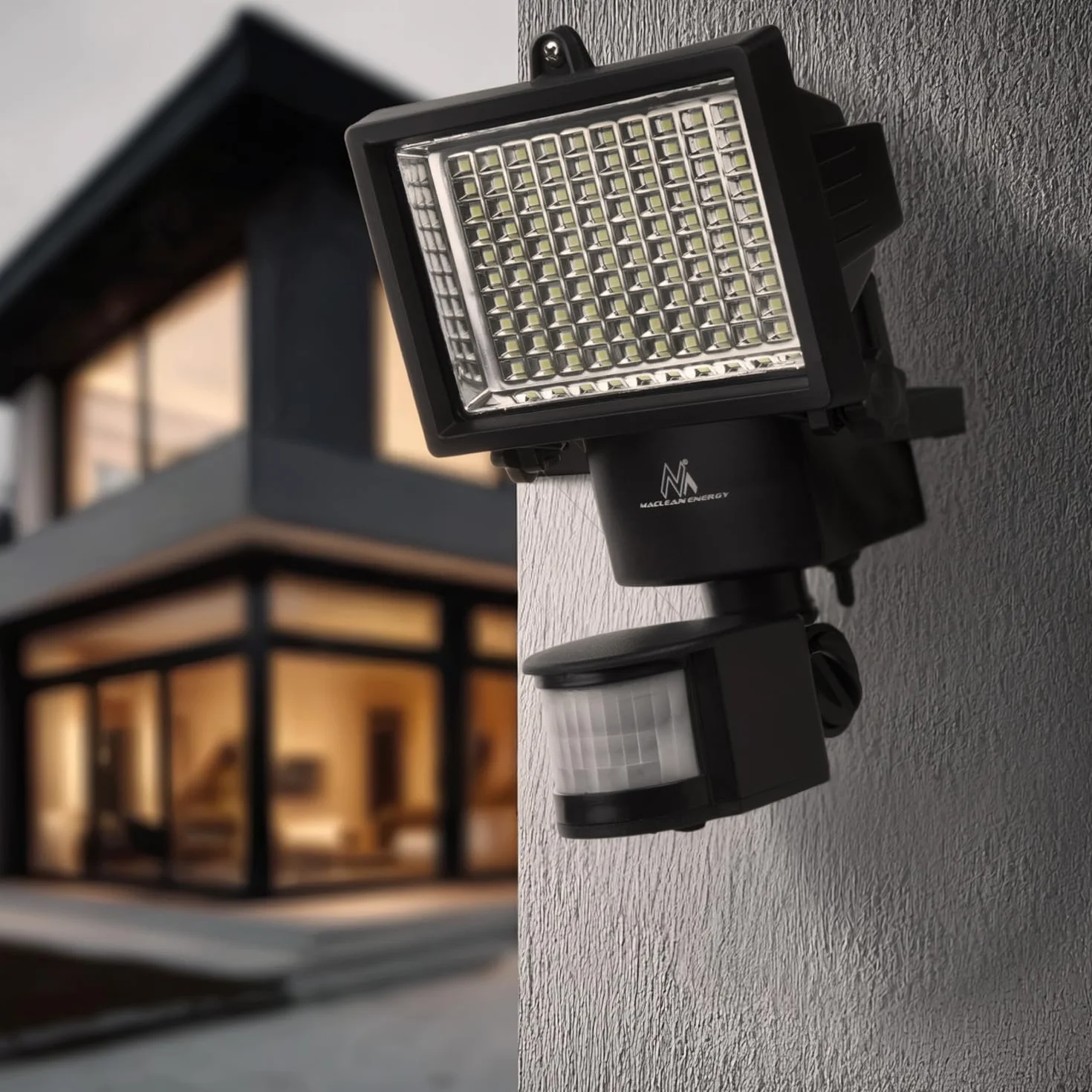 Maclean Energy MCE442 Solarny Halogen Naświetlacz LED Energooszczędny Z Czujnikiem Ruchu 6W, 360lm, Barawa Światła 6000K Zimna Biała, Akumulator Li-ion 2400 mAh 5,5V DC, Stopień Ochrony IP44