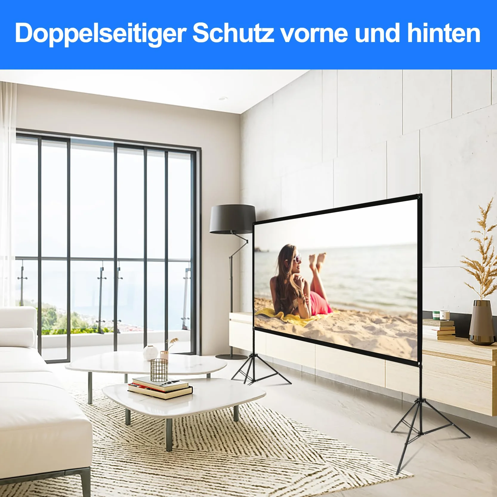 VISULAPEX Ekran projekcyjny 120" składany 4K HD 16:9 stojący z podstawką i torbą
