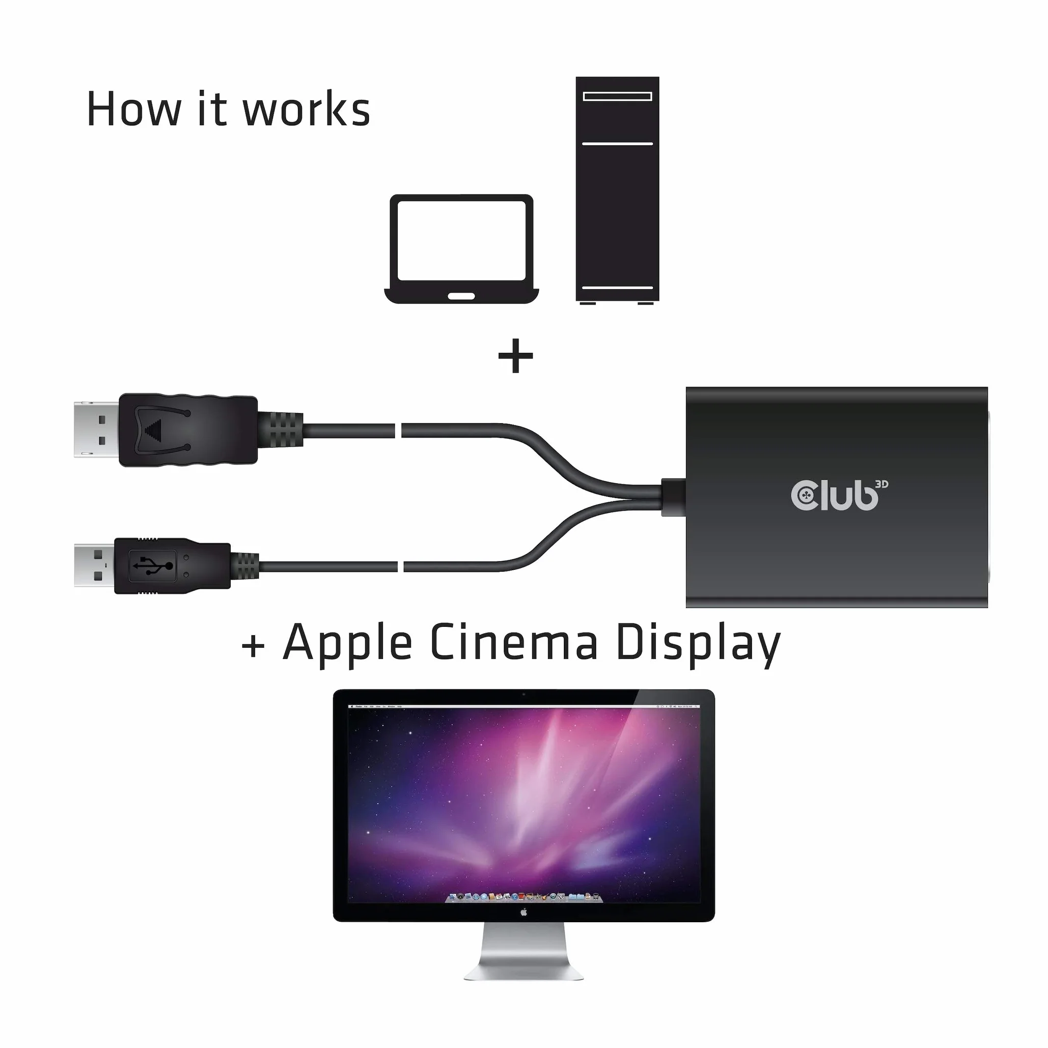 Club 3D Adapter DisplayPort do DVI-D Dual Link HDCP aktywny czarny