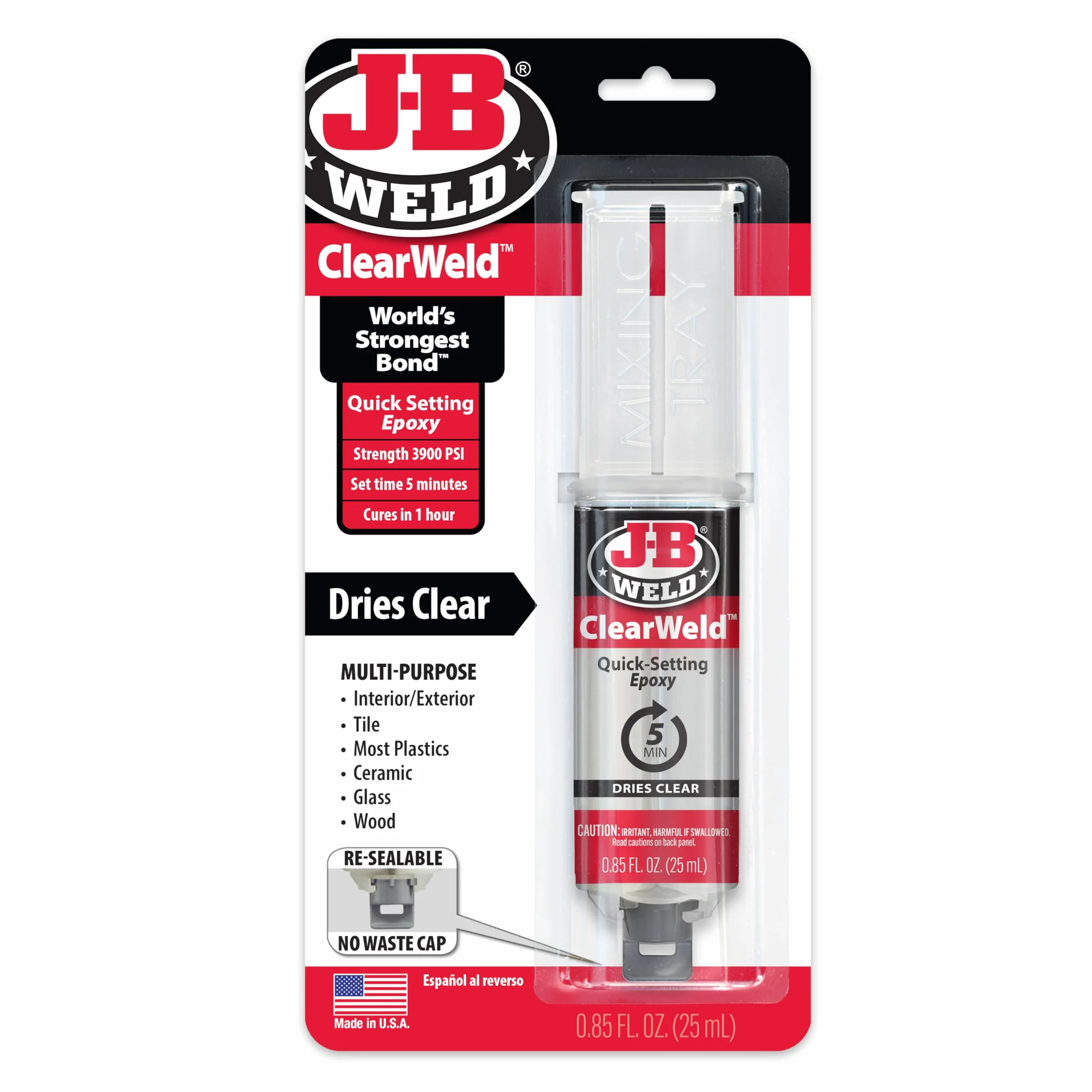 J-B Weld JB Weld 50112UK ClearWeld Szybkowiążący Epoksyd 25 ml, Przezroczysty, 25 ml Jasne 500ml