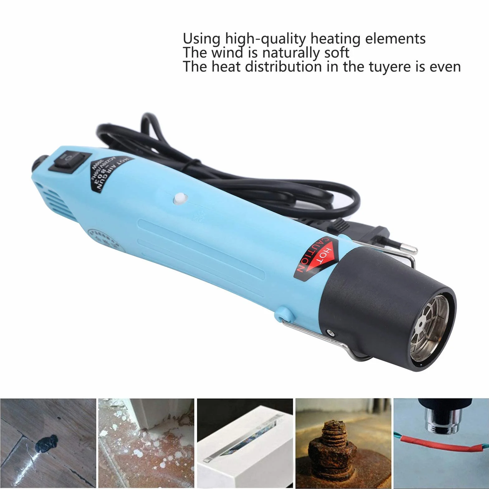 Opalarka, GJ-803 300W Opalarka z regulacją temperatury z dyszami do formowania plastiku, papieru suszącego, rurek termokurczliwych