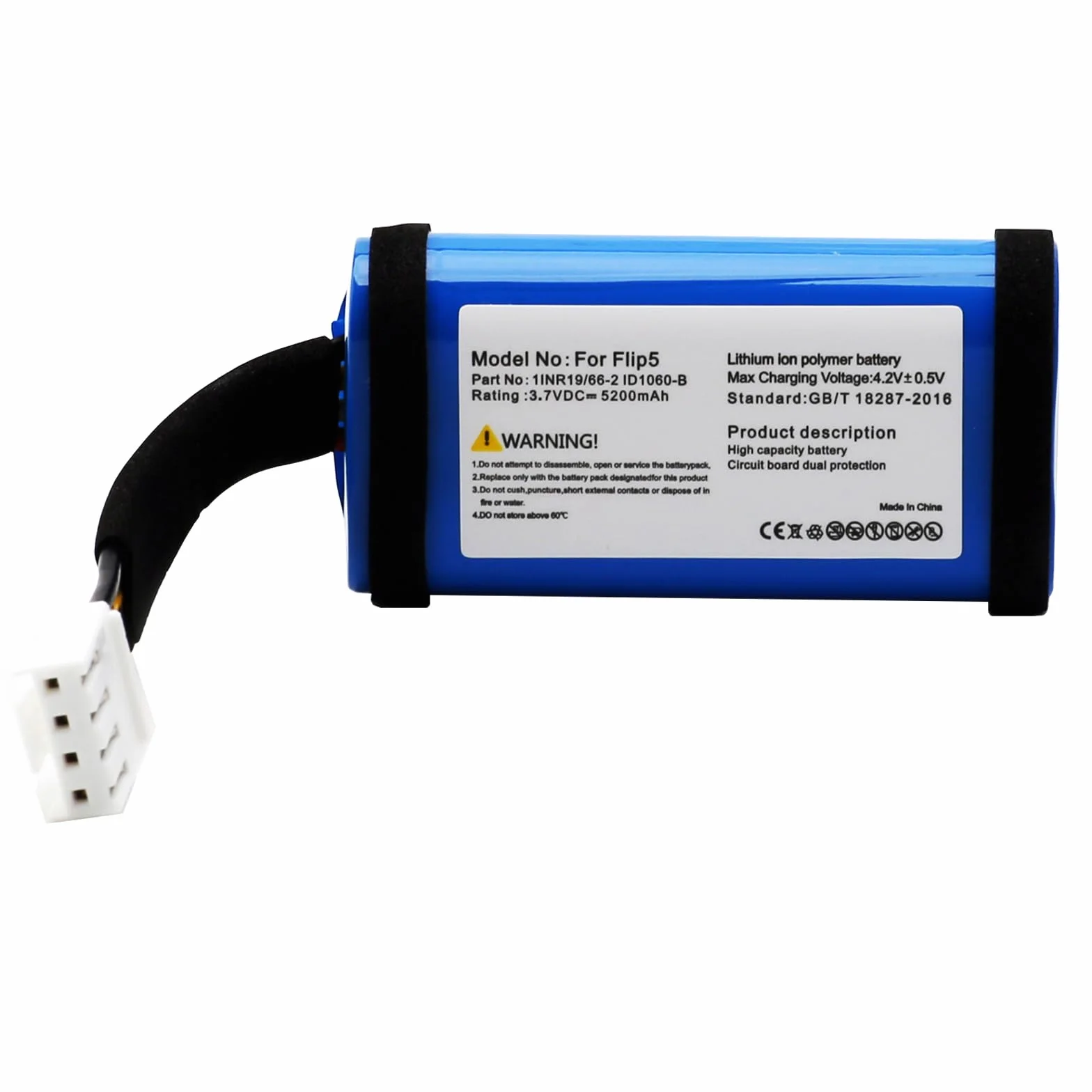 Bateria do JBL Flip 5, 3.7 V 5200 mAh Li-ion 1INR19/66-2, akumulator do głośników Bluetooth