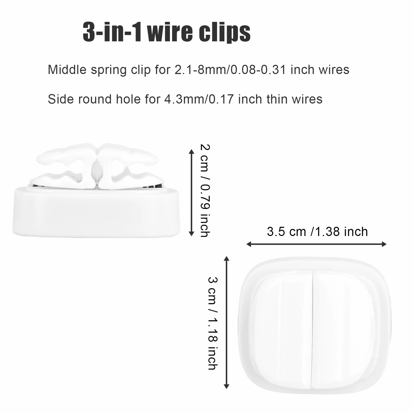 3szt Organizer na Przewody, 3 w 1 Uchwyt na Zaciski do Kabli Samoprzylepne Klipsy do Zarzadzania Kablami Regulowana Sprezyna do Biurko Samochodowe do Domowego Biura z Przewodem USB (Bialy)