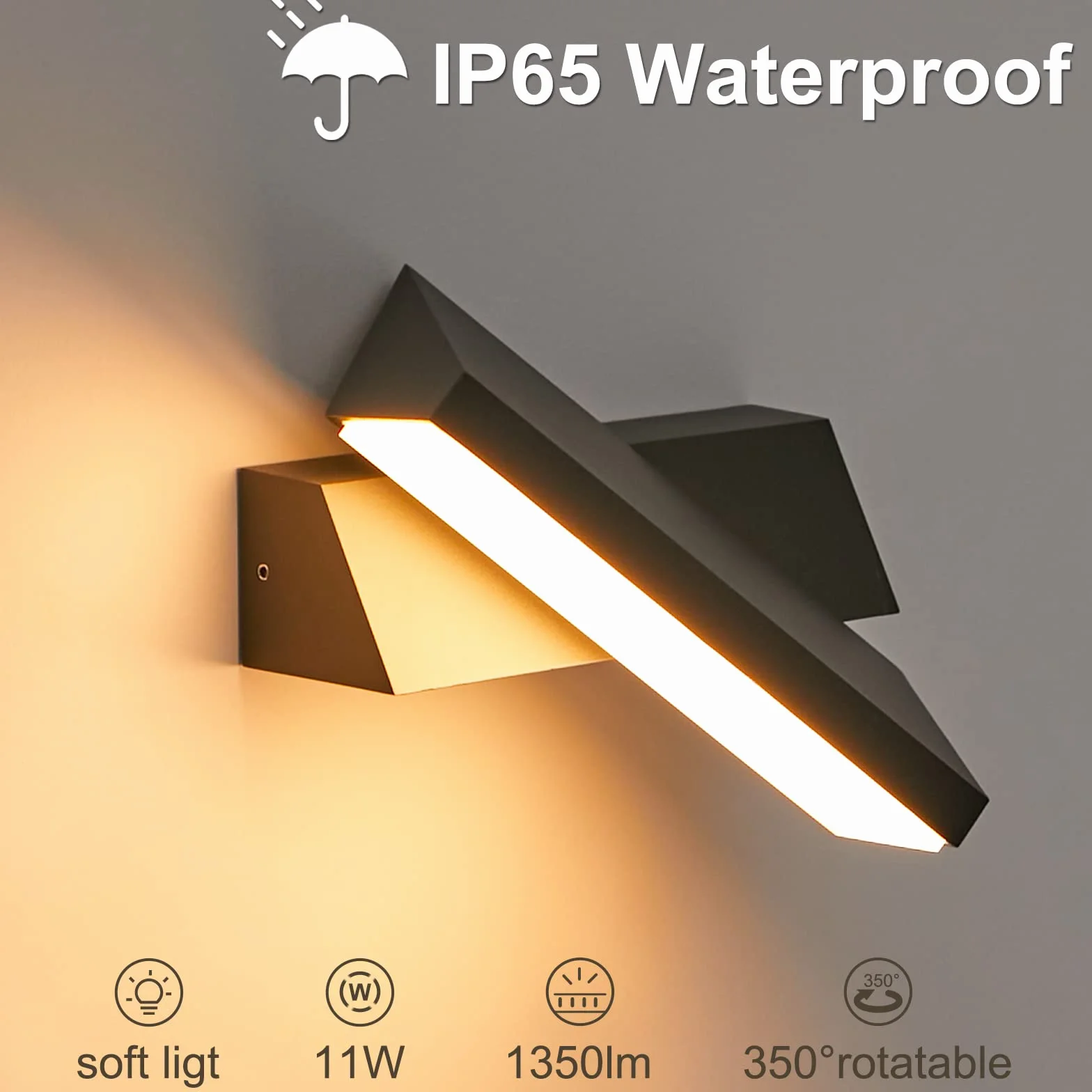 Lampa ścienna LED zewnętrzna, nowoczesne oświetlenie zewnętrzne, 11 W, IP65, wodoszczelne