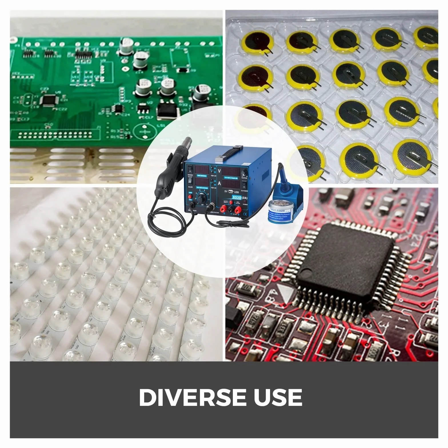 853D-USB 2A SMD opalarka na gorące powietrze przeróbka stacja lutownicza 15V moc wyjściowa 3w1 naprawa rozlutownica płytka BGA Aby osiągnąć dużą stabilność