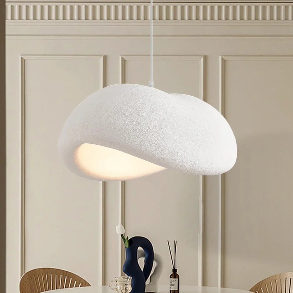 Lampa Wisząca Wabi-Sabi E27 Nowoczesny Japoński Styl Regulowana Wysokość Do Stołu Jadalnianego, Salonu, Sypialni, Kuchni, Kawiarni, Korytarza - Białe Gniazdo Ptaka Kreatywny Żyrandol(40cm)
