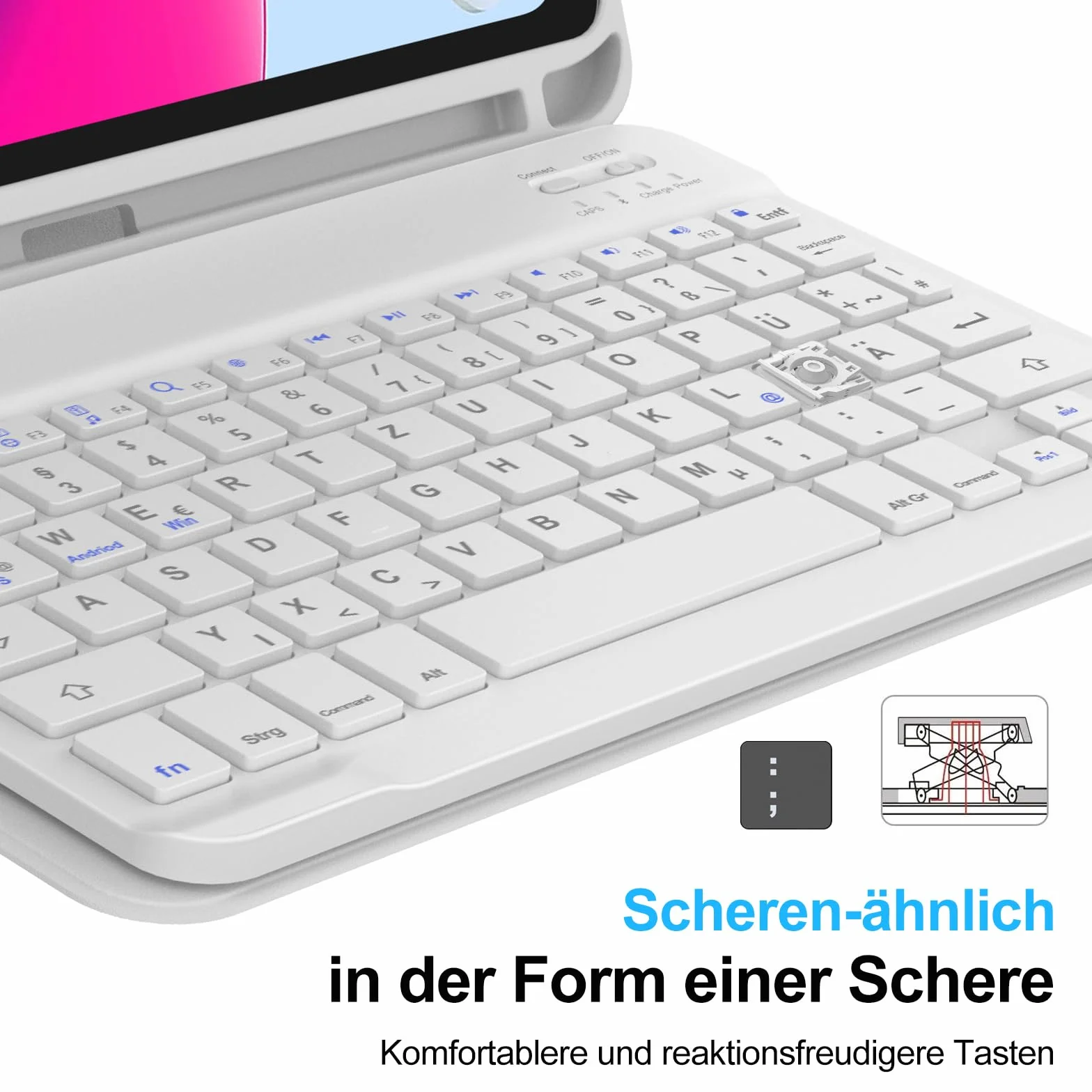 SENGBIRCH Etui z klawiaturą do iPad 10. generacji 10.9" Bluetooth QWERTZ jasnoszare