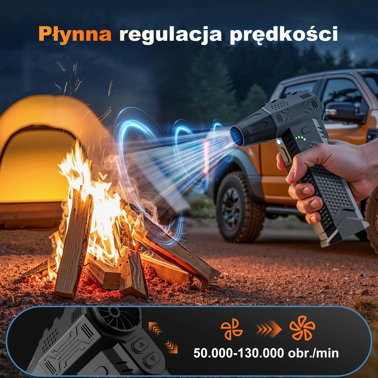 Elektryczna dmuchawa do kurzu 2 w 1 130000 obr./min z LED