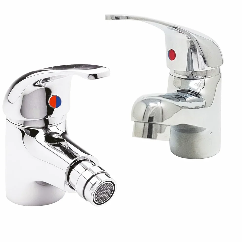 Zestaw 2 szt. Bateria łazienkowa Umywalka i bidet chromowany mosiądz, para mieszaczy