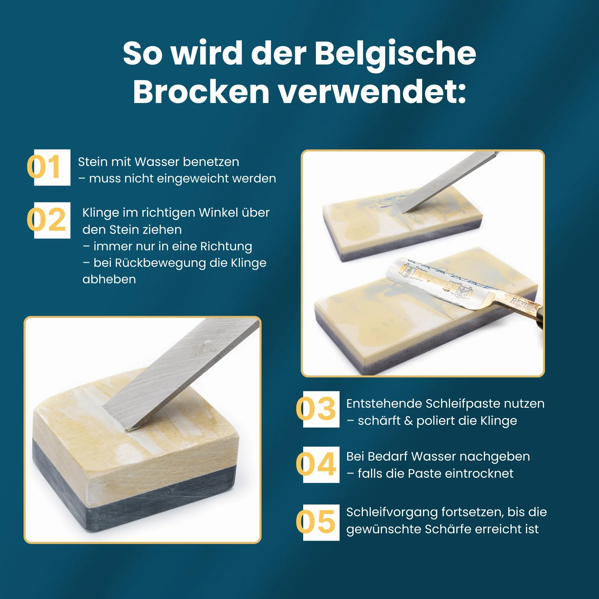 REMOS Żółty Belgijski Kamień Szlifierski Brocken - Nr. 8 Rozmiar 58-70 cm²