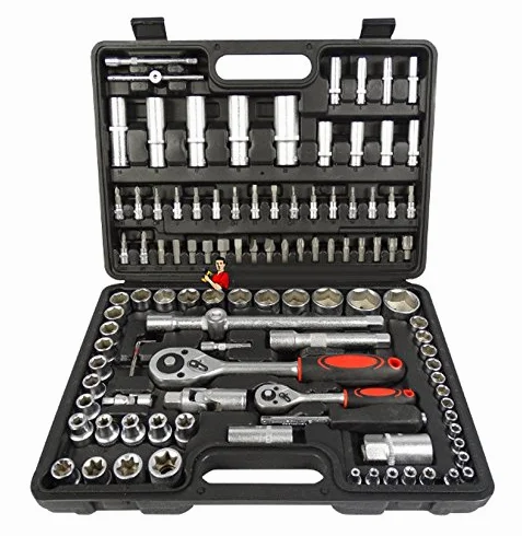 Tools 108-częściowy zestaw (108-częściowy) skrzynka z grzechotką, skrzynka na orzechy, walizka zestaw nasadek