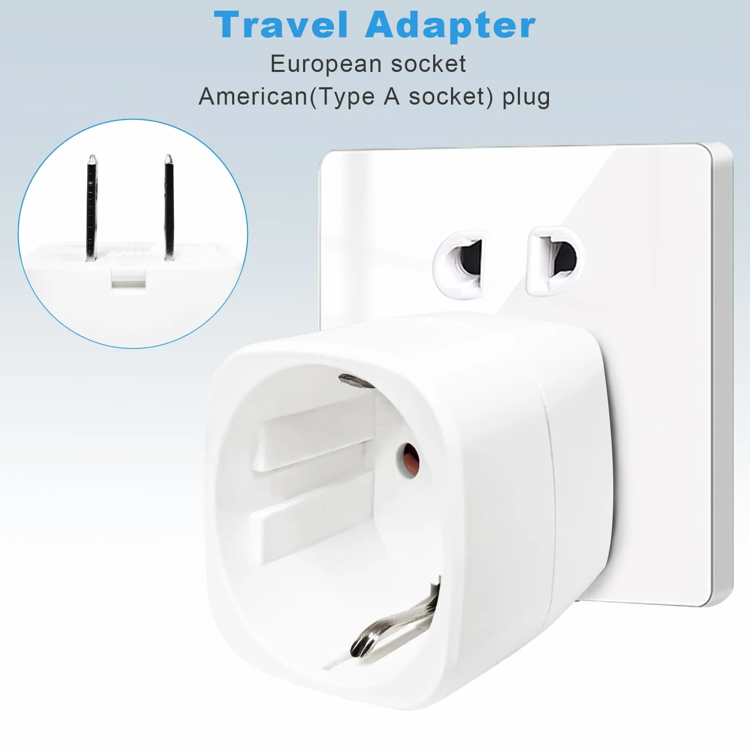 Adapter podróżny USA gniazdo wtyczka zasilacz dla UE 2 sztuki
