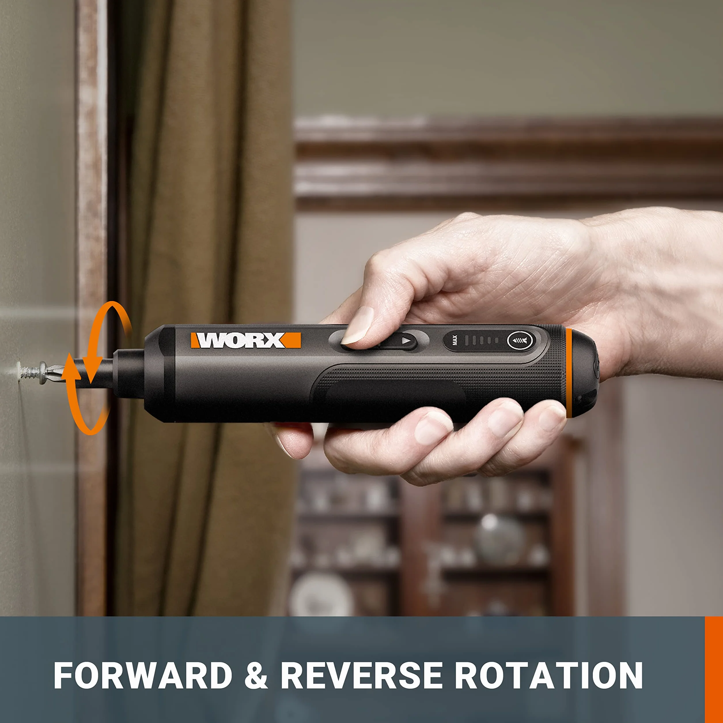 WORX WX240 3,6 V (4 V MAX) mini śrubokręt elektryczny z 3-biegowym momentem obrotowym, moc 5 Nm, 24 szt. bitów do śrubokrętów, światło LED, lekki, bezprzewodowy, ładowanie USB C, idealny do projektów