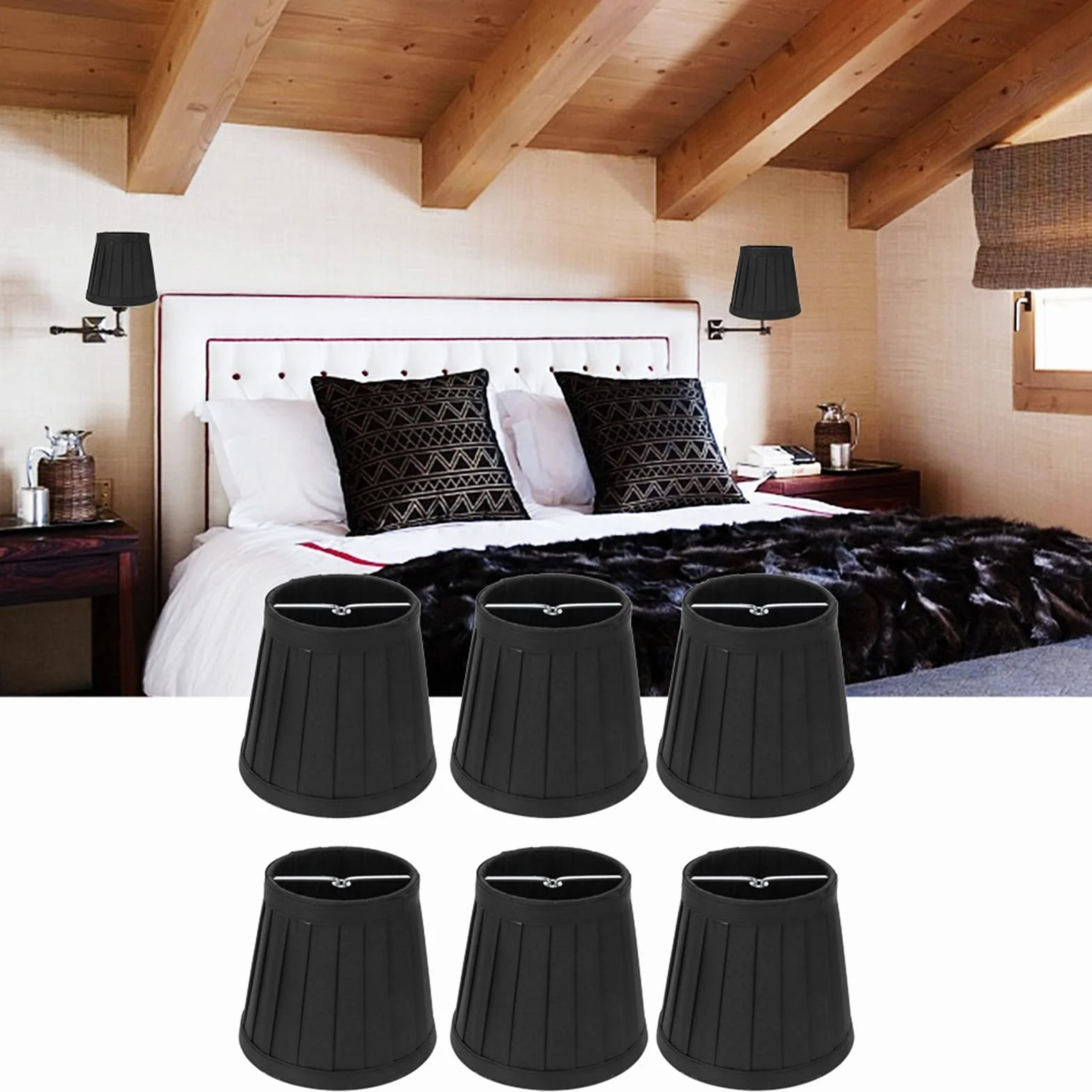 Qcwwy Abażury do żyrandoli Mały Abażur do Lampy 6 szt. Domowy Nowoczesny Abażur z Klipsem E14 Mini Baryłkę Abażury Zamiennik żyrandola Podłoga Ściana Lampka Nocna Osłona