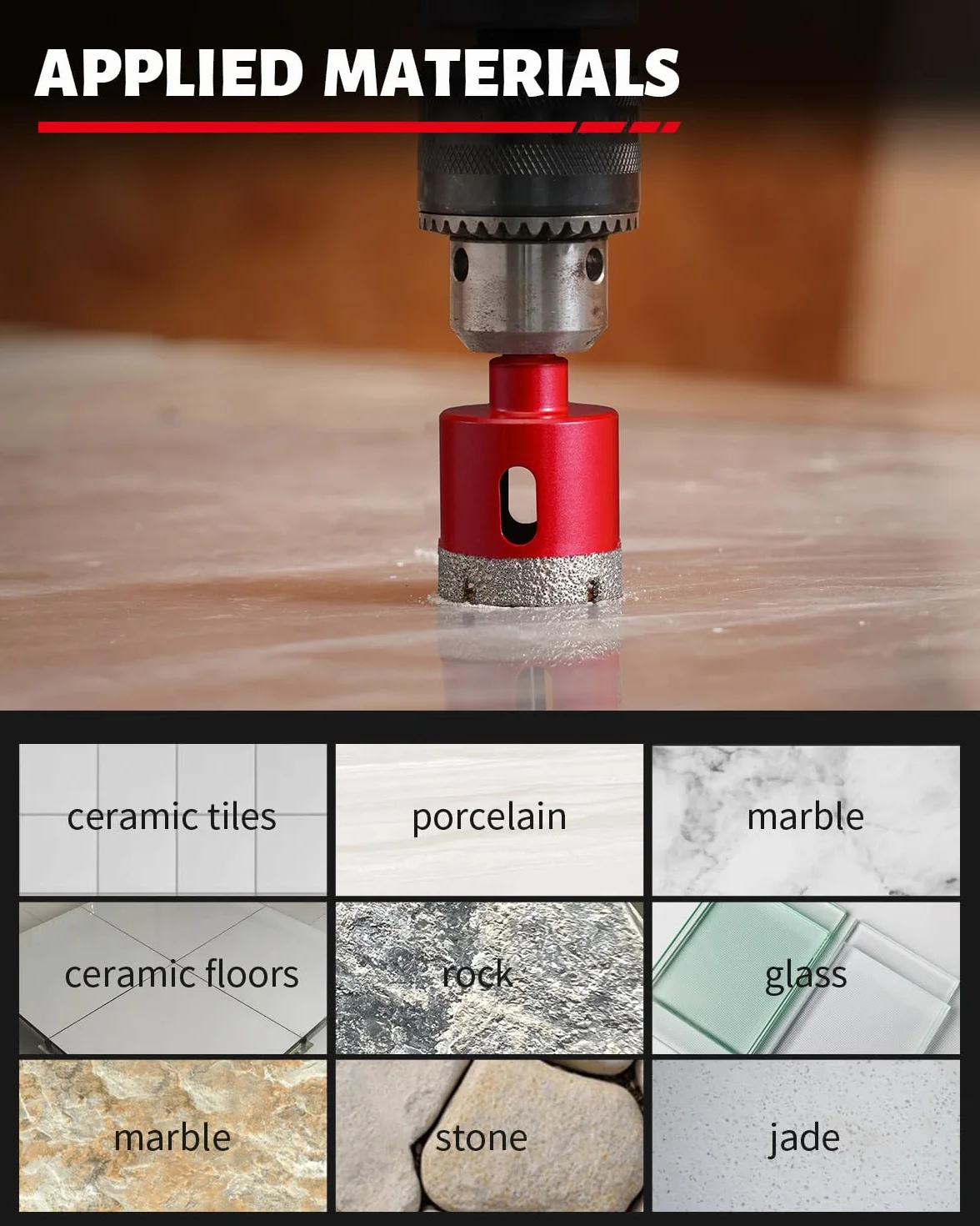 DAYDOOR Diamentowe otwornice 1-1/10.2 cm z wiertłem pilotowym, 2 szt. diamentowych otwornic 32 mm z wiertłem prowadzącym do płytek porcelanowych, ceramiki, granitu, kamienia, szklanych butelek